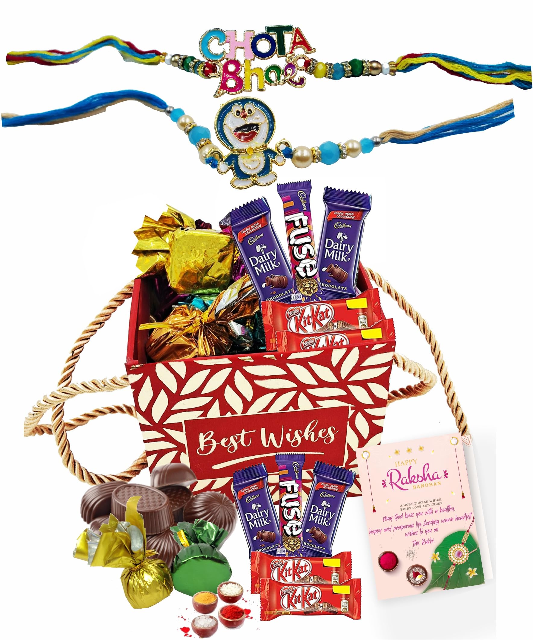 Rakhi for Little Brother with Chocolate Gift- Rakhi for Kids with Chocolate, Dairy Milk, Kitkat,Fuse and Set of 2 Premium Rakhi for Younger Brother (B0D9QSZJZB) Amazon Price History, Amazon Price Tracker