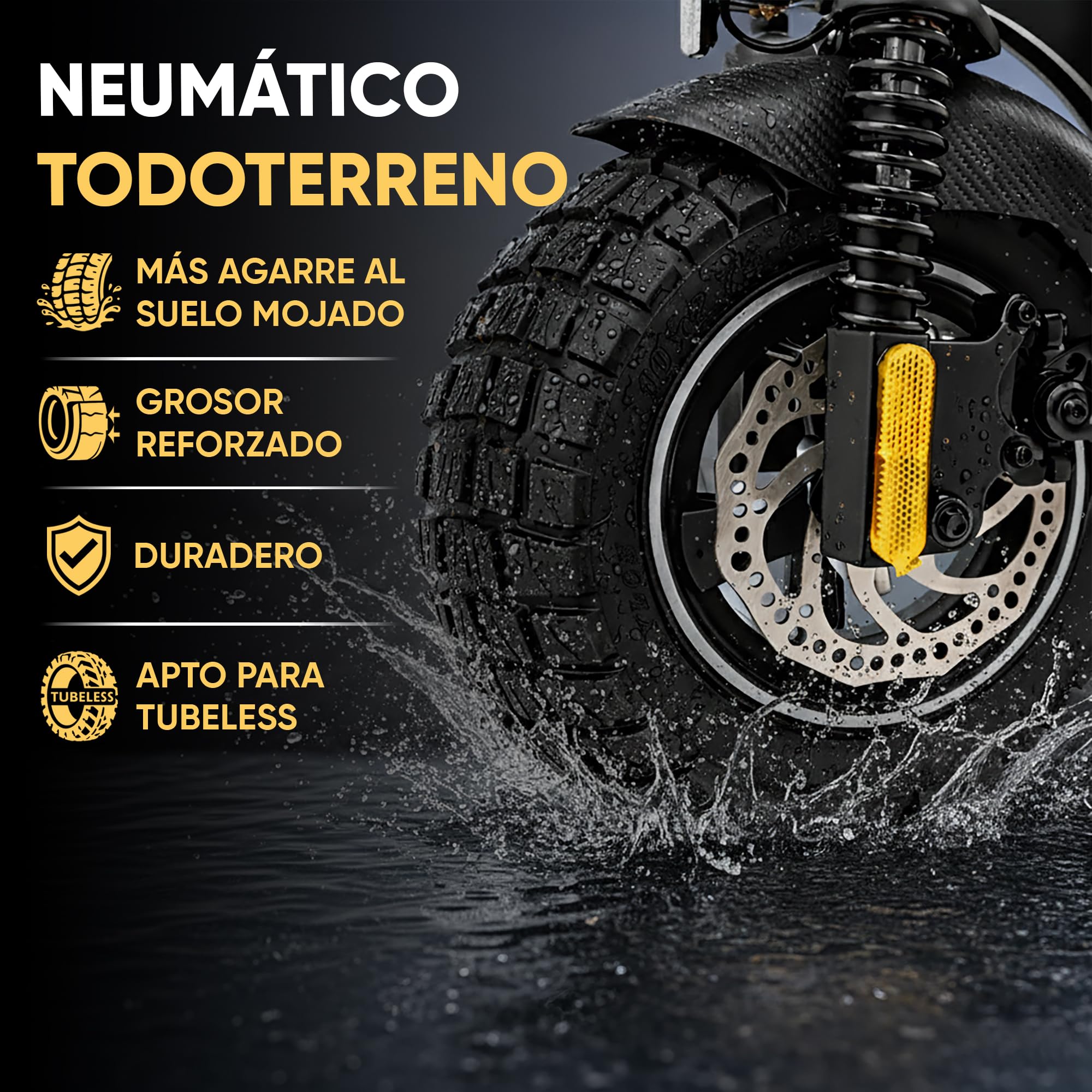 ANSENI Neumatico Cubierta 10x2.75-6.5 Rueda Todoterreno Tubeless para Patinete Eléctrico Smartgyro Speedway