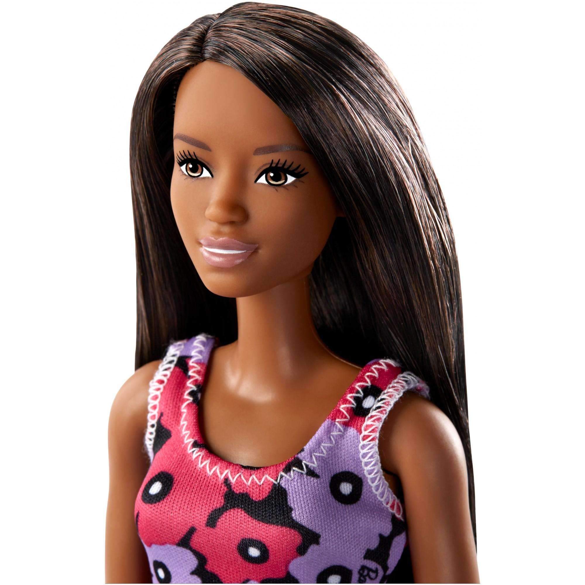 Amazon.com: Barbie African American Doll with Spring Dress Purple and Pink  Flowers : Toys & Games