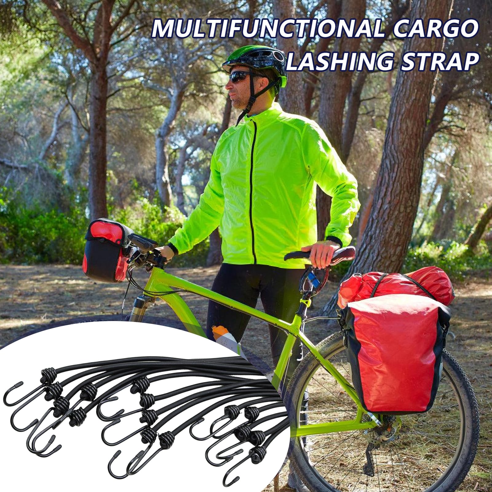 Tendeurs élastiques Avec Crochets - Lot De 14 Pièces, 4 Tailles (30, 60, 80, 100 Cm) - Pour Bagages, Moto, Camping, Rangement