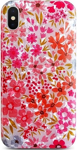 Miniatura 9 de Qokey Funda para iPhone Xs, iPhone X, bonita funda de flores de jardín para niñas y mujeres, patrón mate, suave, a prueba de golpes, TPU