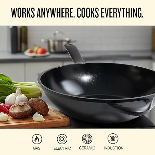 Miniatura 6 de Alva Energy Ceramic - Sartén antiadherente para wok, no tóxico, sin PFASPFOA ni PTFE, apto para todas las estufas y listo para inducción, mango