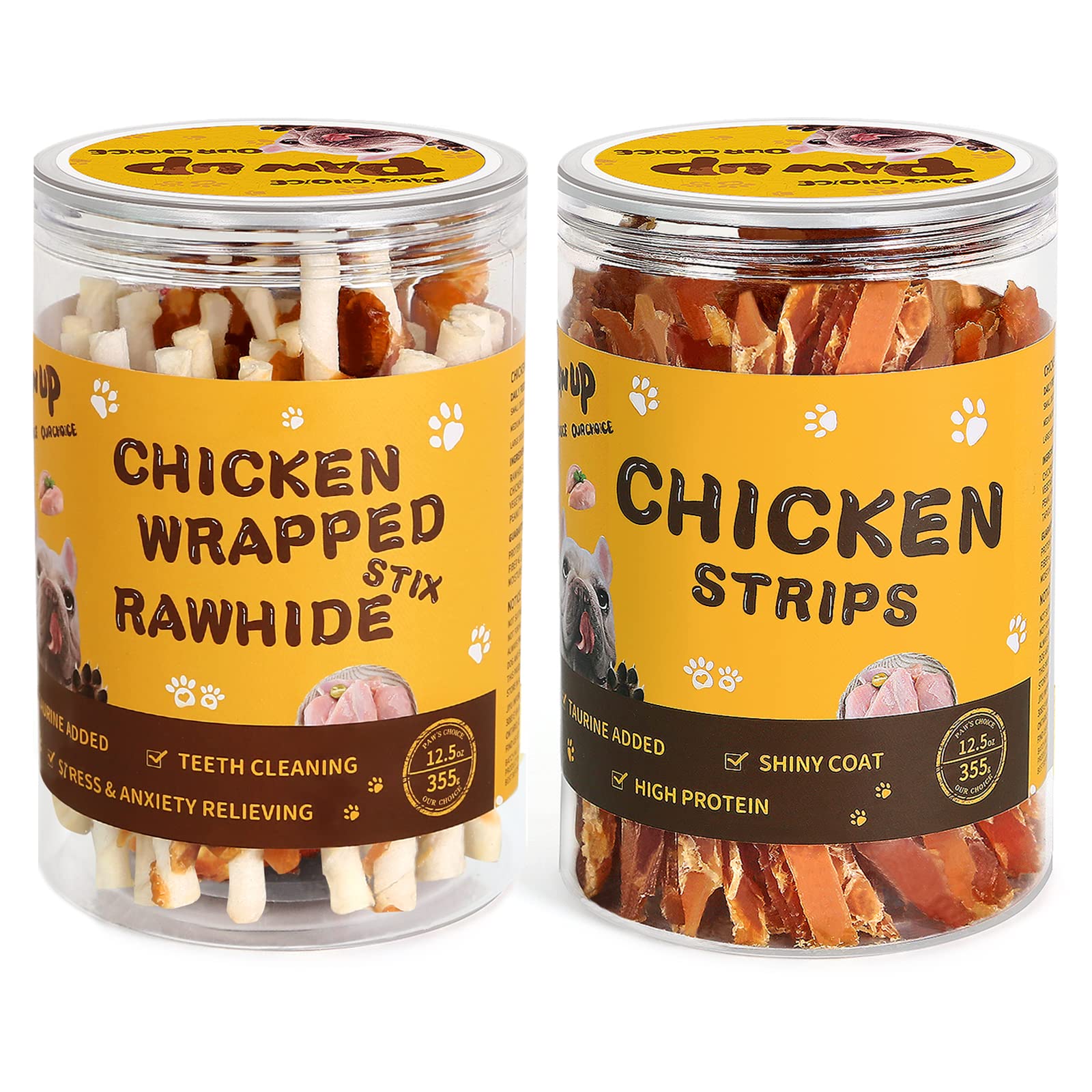 PAWUP Chicken Jerky Strips Dog Treats, Chicken Wrapped Biscuits Pumpkin Dog Treats Sticks