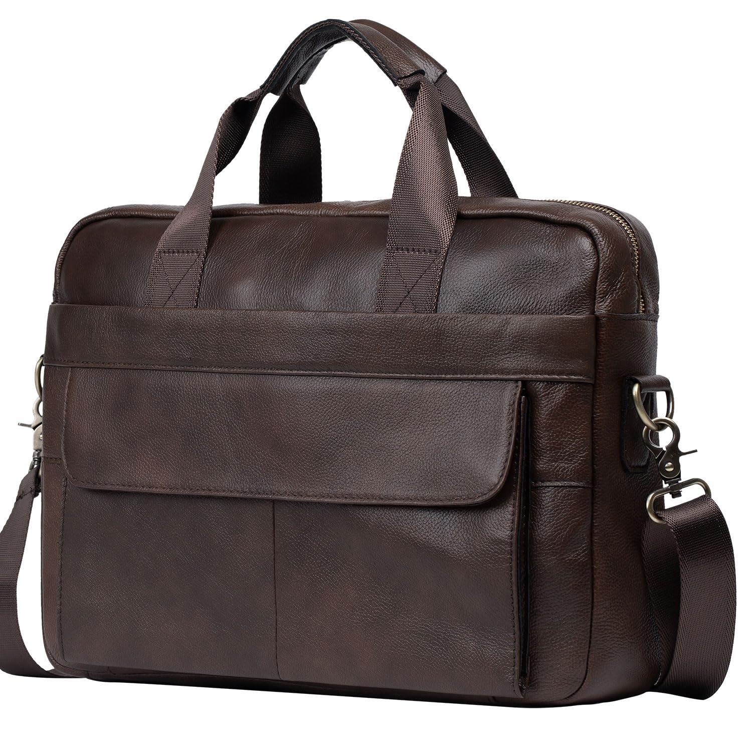 BTDAO Lederen Aktetas 15 inch Laptop Tas Messenger Schouder Werk Tas