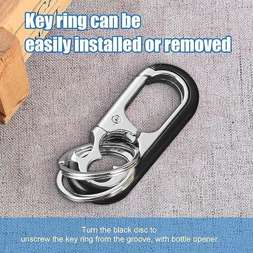 Miniatura 5 de Augeny Llavero de coche con abridor de botellas, soporte para llavero de automóvil antipérdida, accesorios universales para hombres y mujeres (negro)