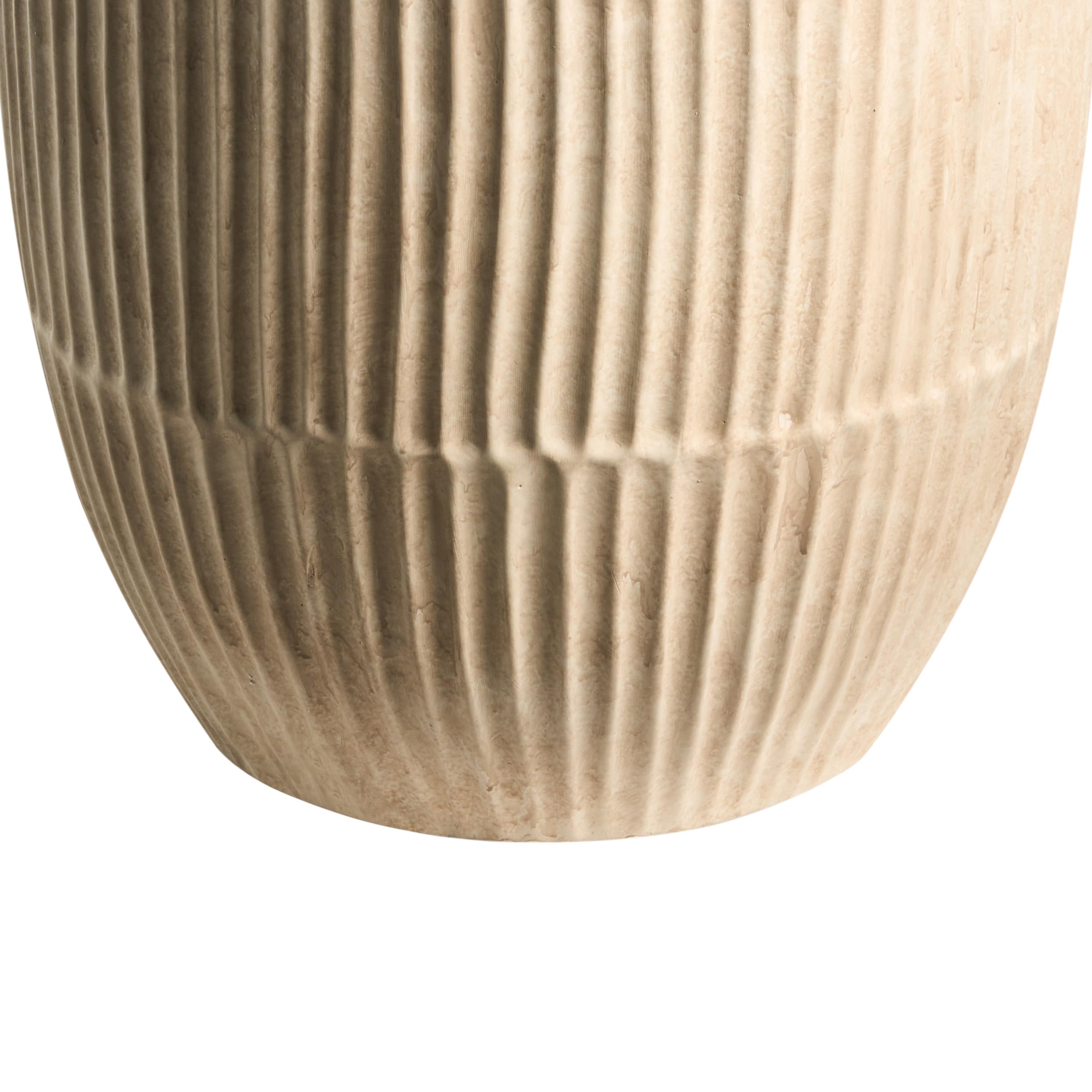 Beliani Maceta para Exterior e Interior de Mezcla de Arcilla y Fibras Redonda 36 x 36 x 50 cm Alta Pintada Beige Claro Poros
