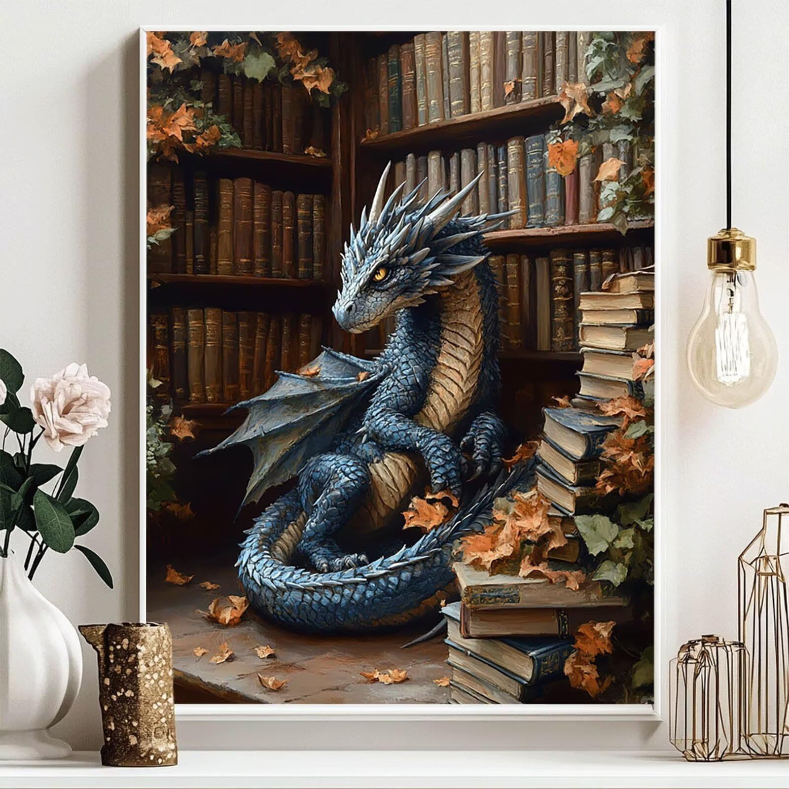 5D DIY Smok Diament Malarstwo Zestaw do malowania dla dorosłych Regał Rhinestone Haft Cross Stitch Painting Diament Adult 60 x 80cm, Diamentowe malowanie Hobby Kreatywny Dorośli do dekoracji ścian