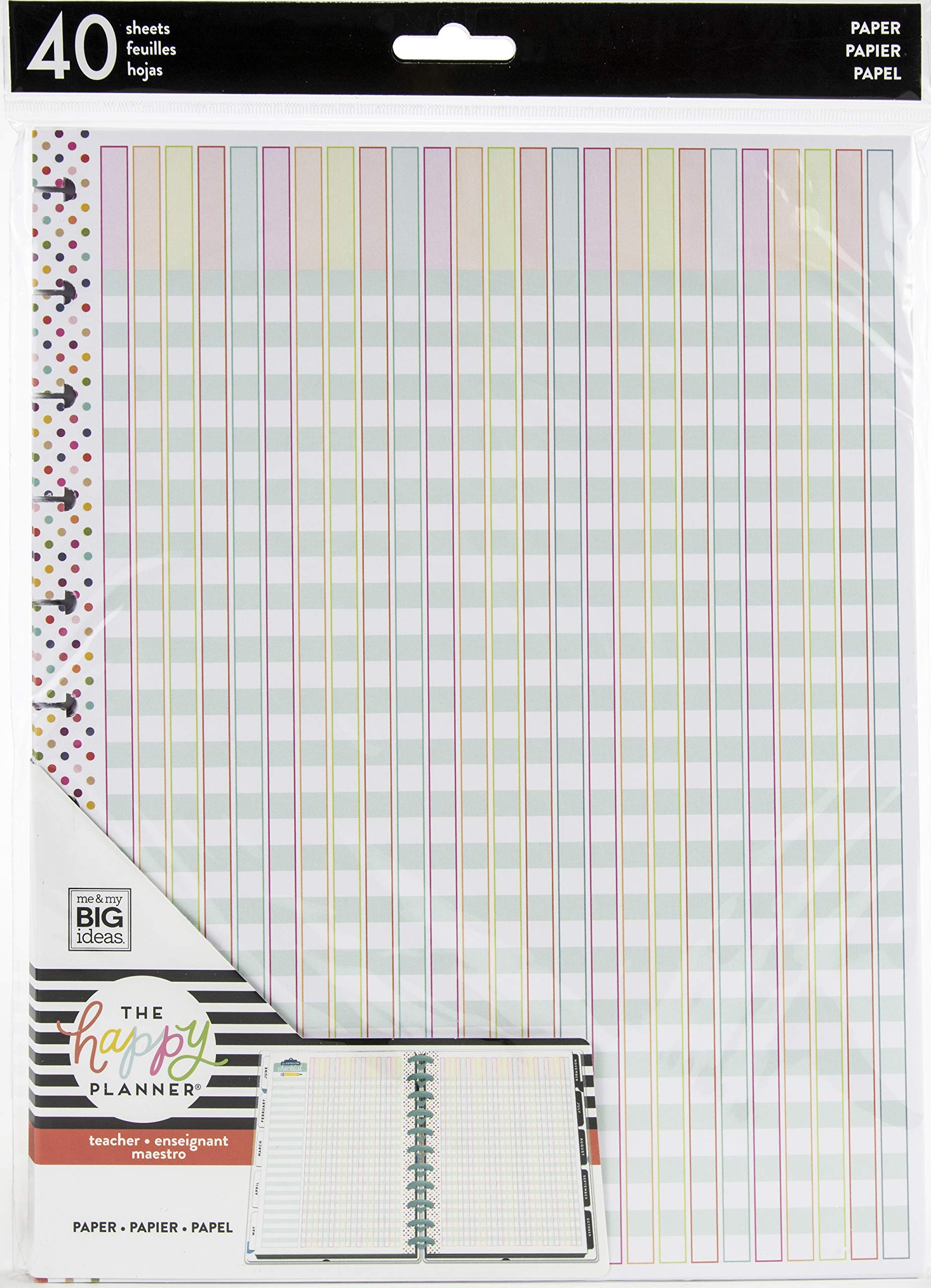 Me & My Big Ideas Happy Planner Big Full Sheet Fill Paper 40/Pkg-Classroom Checklist, Teacher