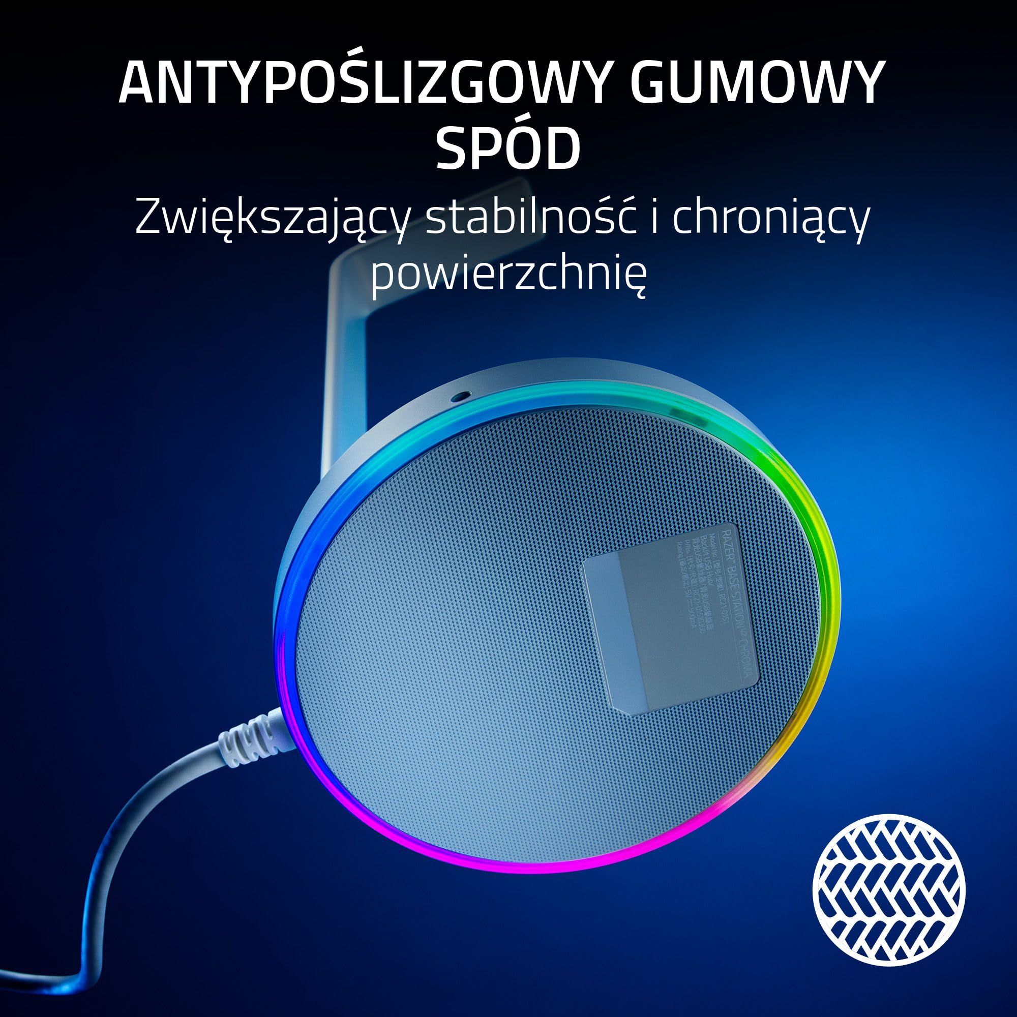 Razer Base Station V2 Chroma - podstawka pod zestaw słuchawkowy z hubem USB i oświetleniem RGB (z dźwiękiem przestrzennym 7.1, zintegrowanym uchwytem na słuchawki, antypoślizgową podstawką) Czarny