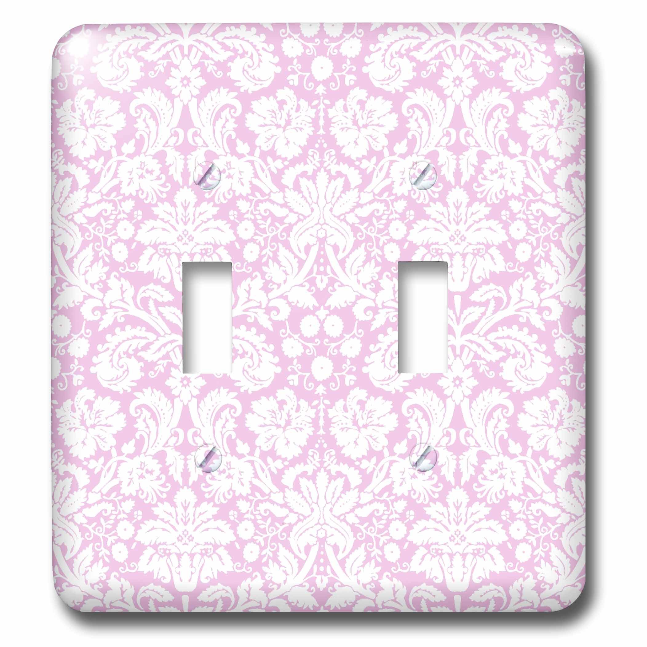 Double interrupteur à bascule damassé rose et blanc 3dRose lsp_151452_2