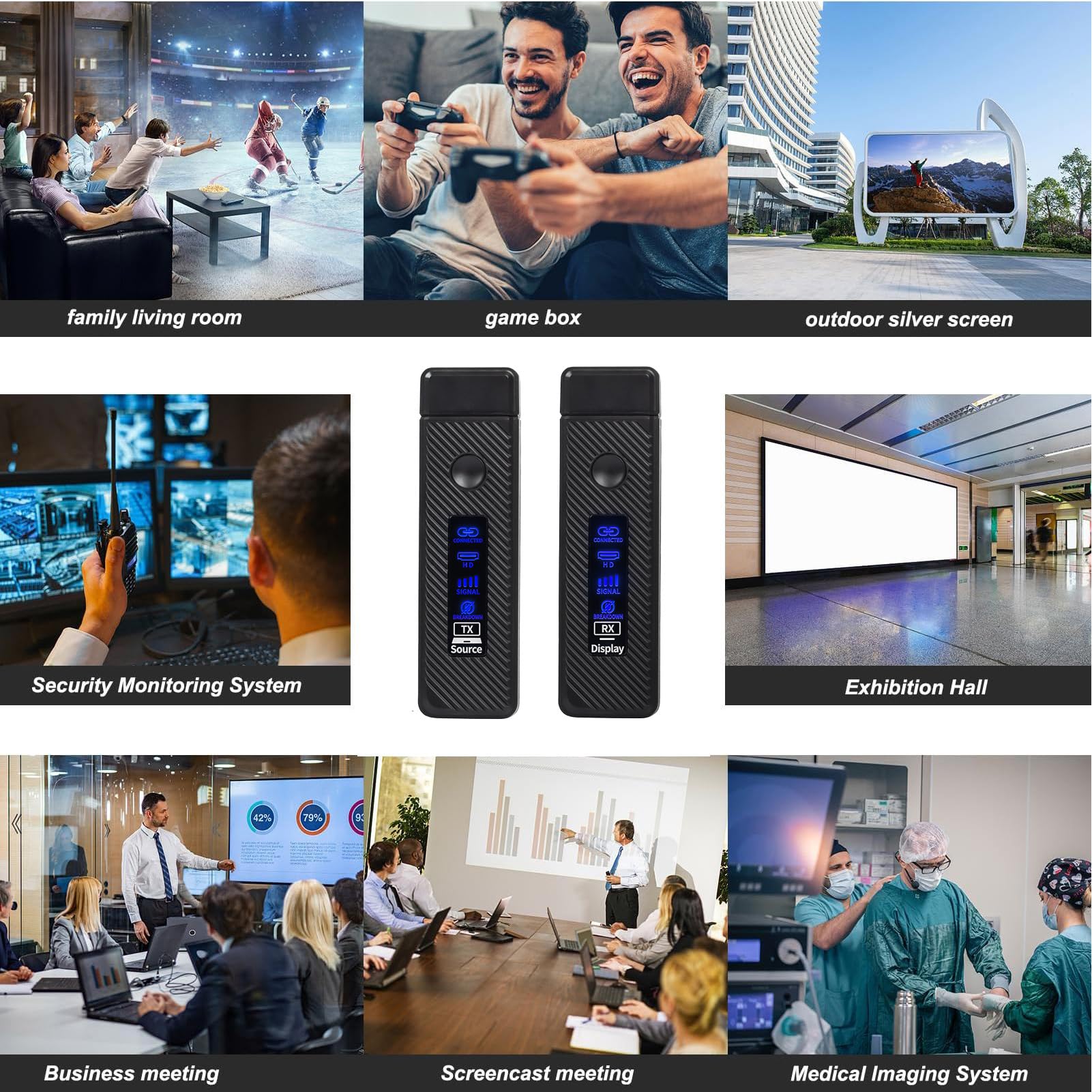 Trasmettitore Ricevitore Video Dispositivo per Trasmissione Video e Audio | Trasmissione Versatile Supporto Proiettore e Visualizzazione per PC Portatili Monitor
