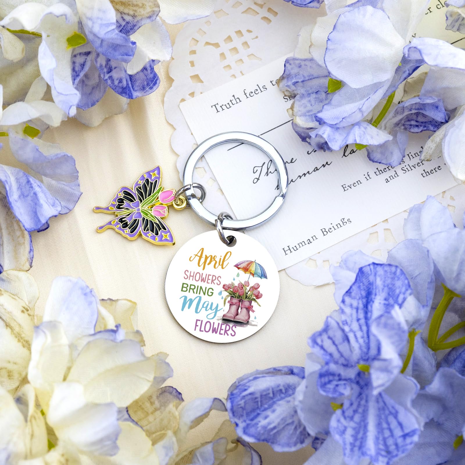 Spring Gifts for Women Sweet Spring Gifts Spring Decor Keychains Springs Gift Basket for Women Sister Daughter Friends Birthday Springs Themed Gift for for Women Keyring