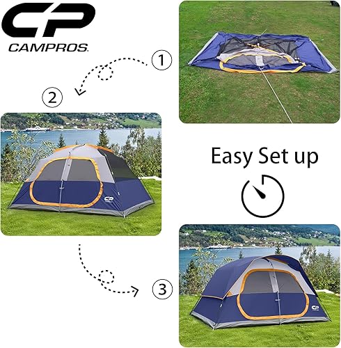 Miniatura 8 de CAMPROS - Tienda de campaña para 68 personas, resistente al viento, impermeable, resistente al viento, con 4 ventanas grandes de malla, doble capa,