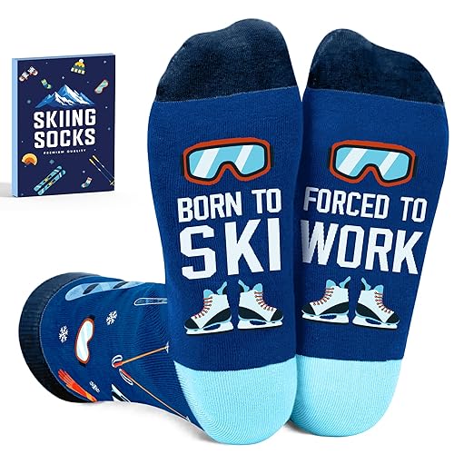 VICRAZY Funny Skiing Socks for Men - Christmas Gift, Ski
