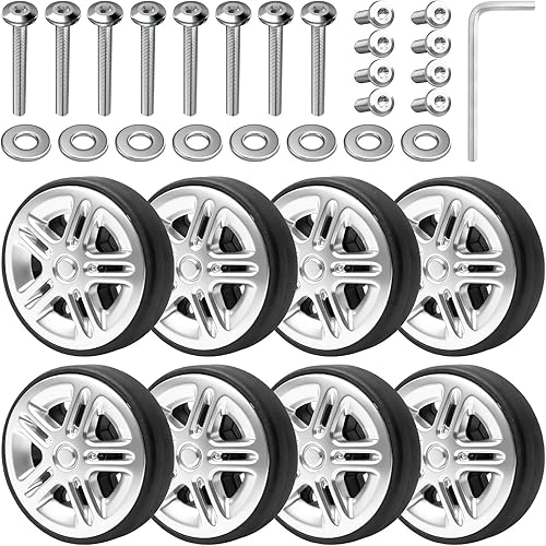 8 pièces de roulettes de rechange pour valise, 50 * 12 mm, roues de rechange en 