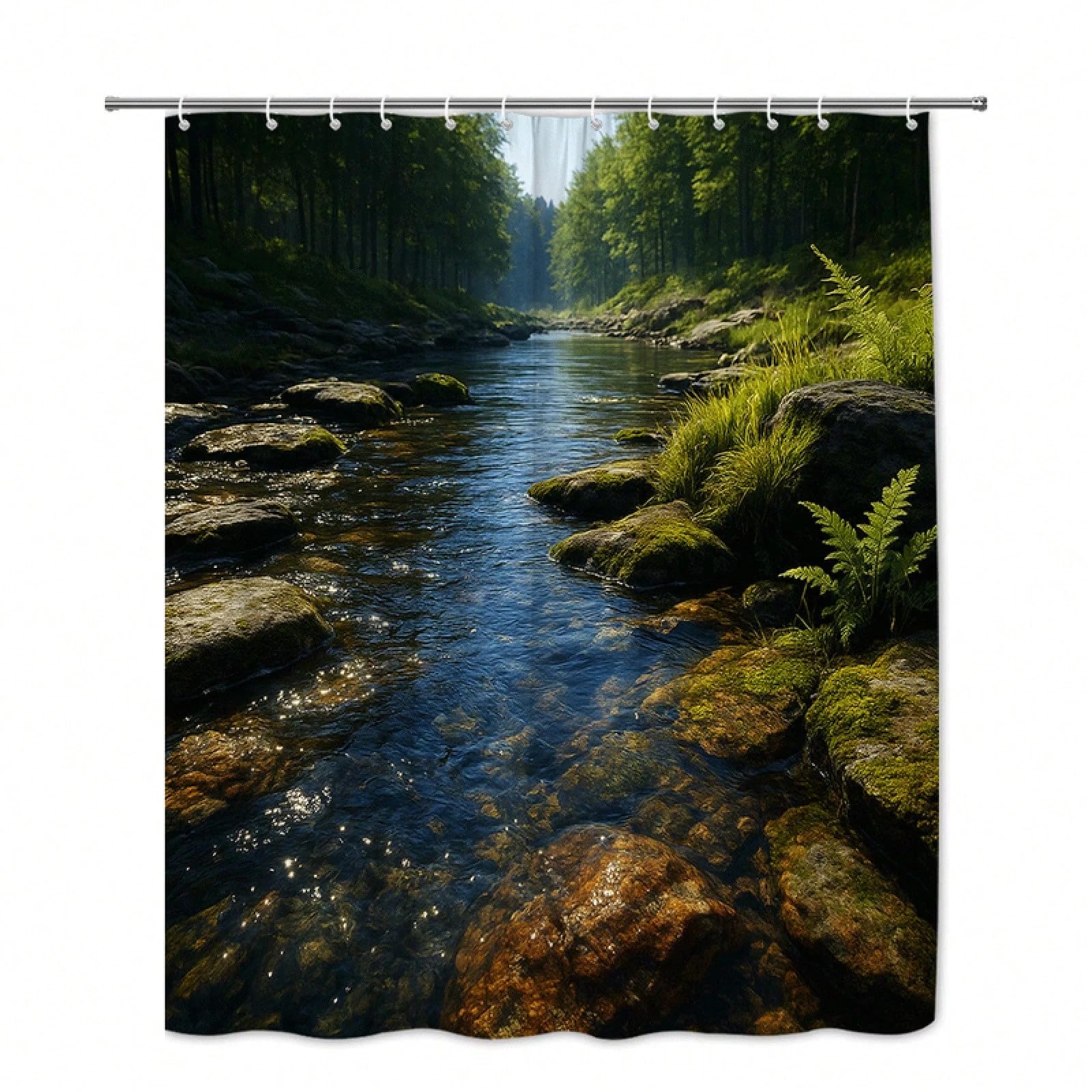 GLKSDLPO Family Nature-Inspire Wbr Tranquil Escapewith Hook Waterproof Shower Curtain For Bathroom(183x200cm/72x79in(WxH)