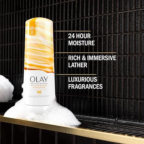 Miniatura 2 de Olay Indulgent Moisture Gel de baño para mujer, impregnado con vitamina B3, notas de mantequilla de mango y aroma a orquídea vainilla, 20 onzas