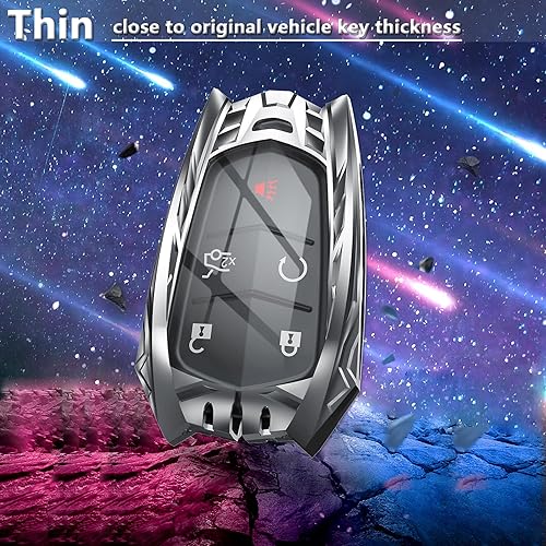 Miniatura 6 de Funda para llavero Cadillac con llavero, elegante funda de protección de aleación de zinc compatible con 2015-2019 Escalade CTS SRX XT5 ATS STS CT6