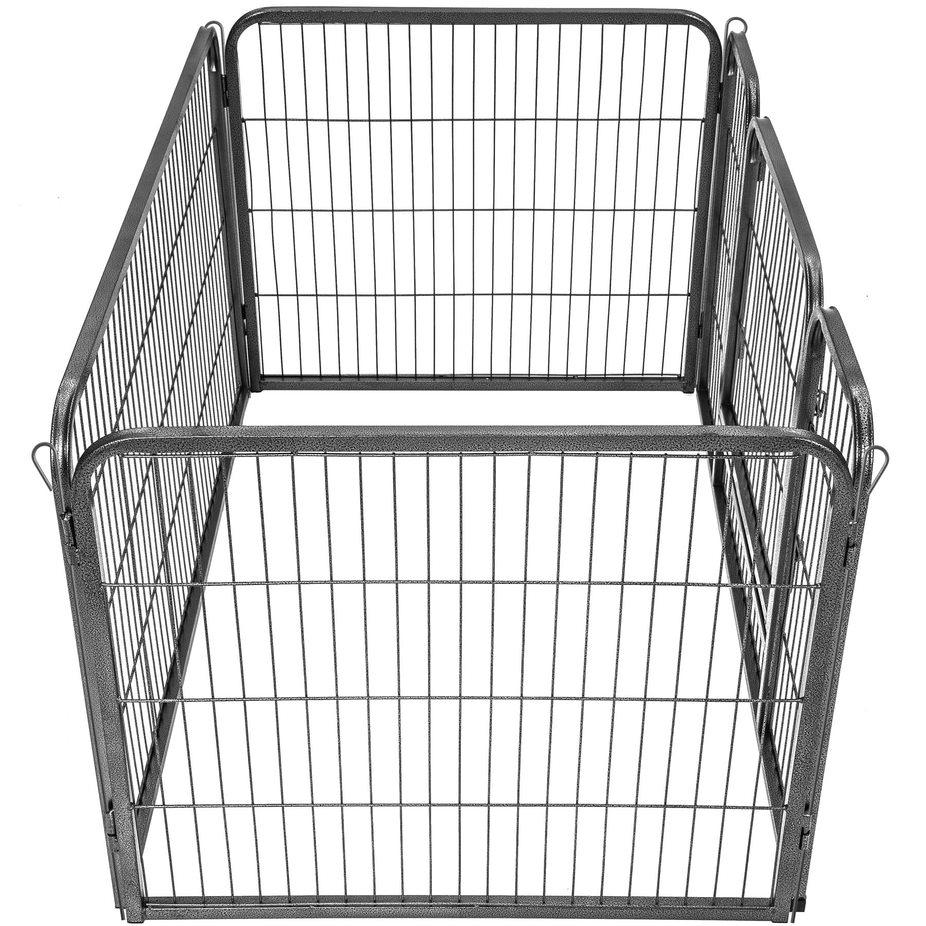 tectake Welpenauslauf 70 cm hoch, 4 Gitter, Welpenlaufstall, Freigehege, Tierlaufstall faltbar, Freilaufgehege, Hundelaufstall mit Tür, für Hunde, Katzen, Hasen, Meerschweinchen, Kleintiere - schwarz