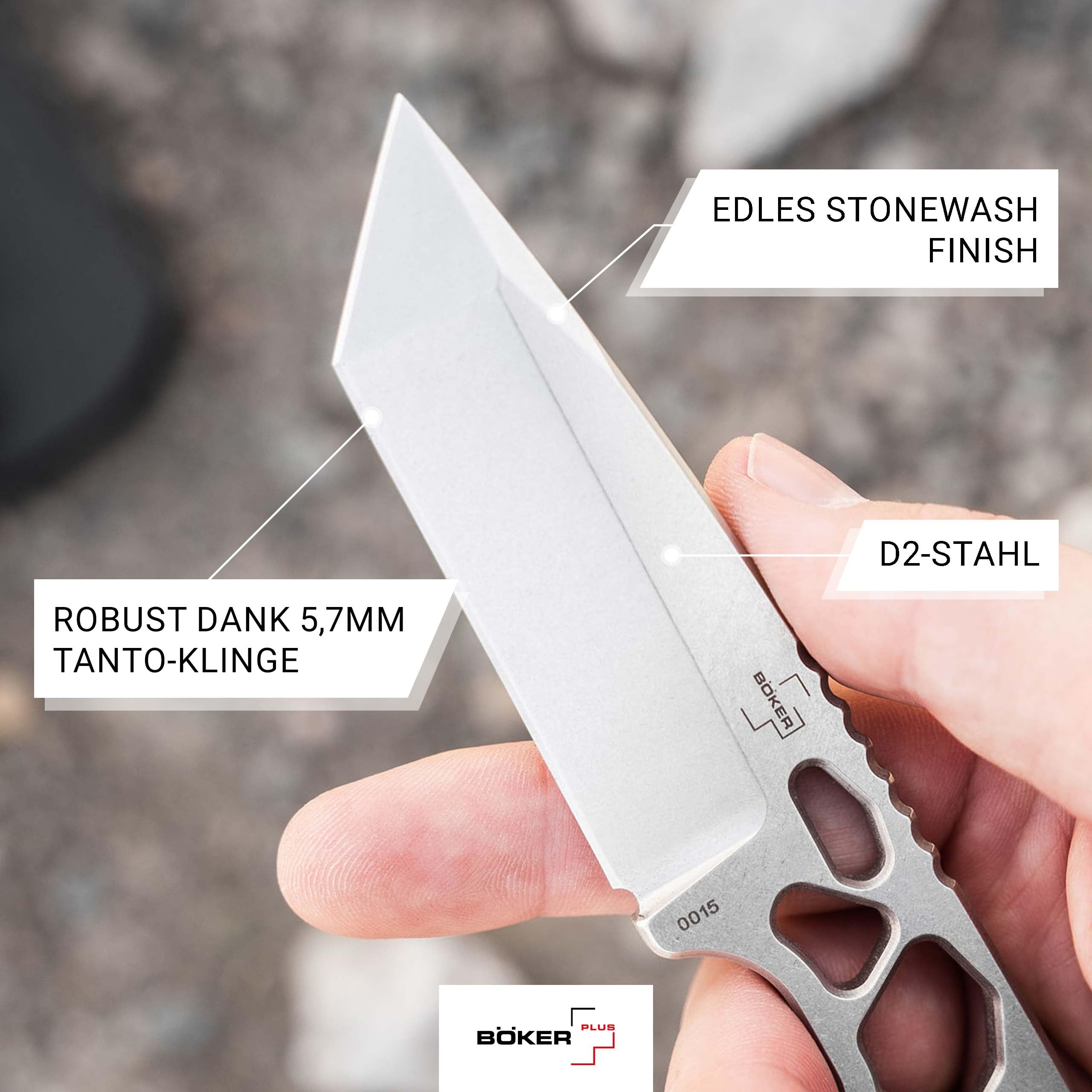 BÖKER PLUS Superlight Tanto – Skelett Messer feststehend 42a konform - Neck Knife mit Kydex-Scheide & Gürtel-Clip – Tactical Knife mit 7,3 cm D2 Tanto-Klinge – Fixed Ganzstahl Outdoor Messer