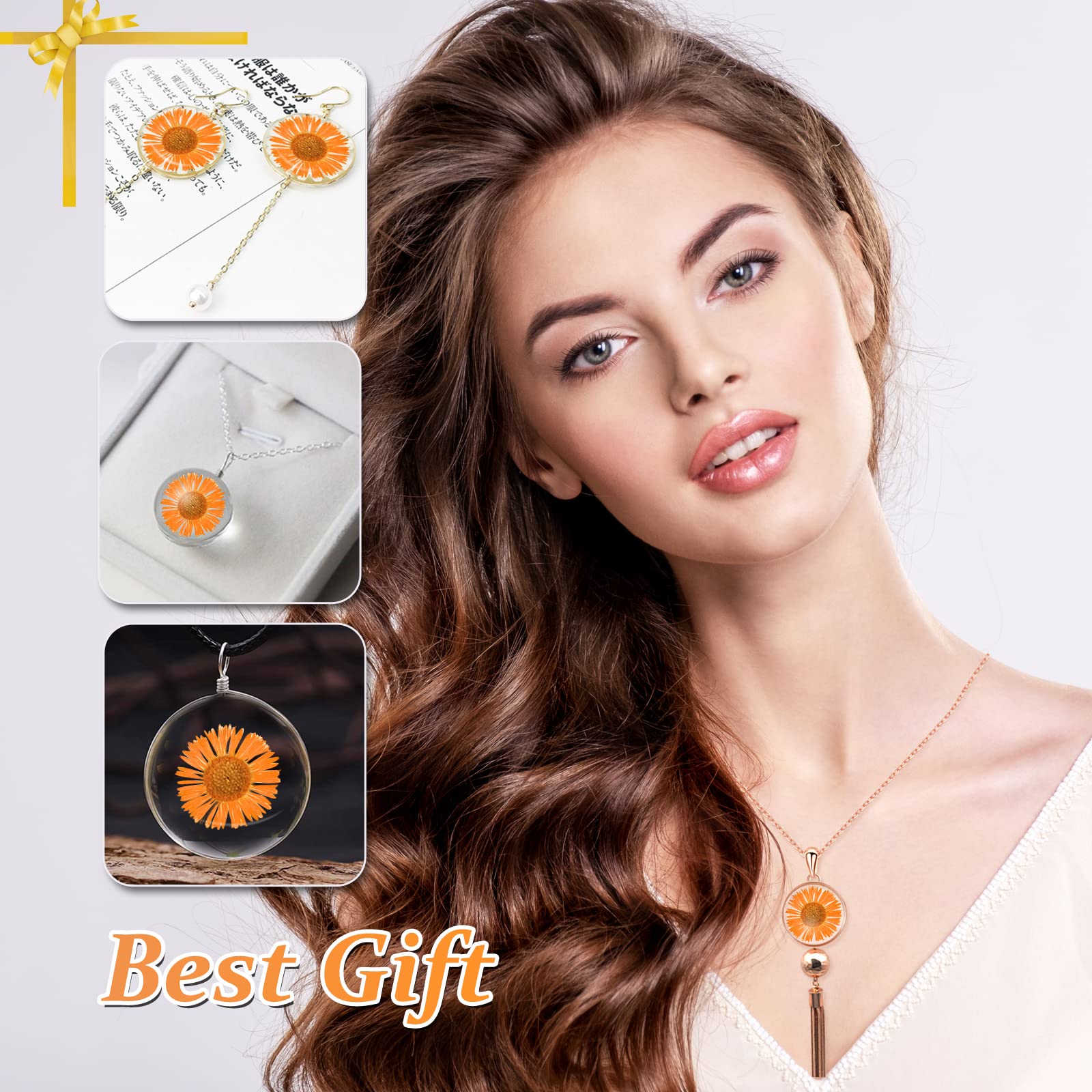 60 Stück getrocknete Blumen für Harz, orangefarbene gepresste trockene Nadel, Chrysanthemen-Blumen für Kerzenherstellung, Schreibtischlampe, Basteln, Schmuck, Handyhüllen, Hausdekoration