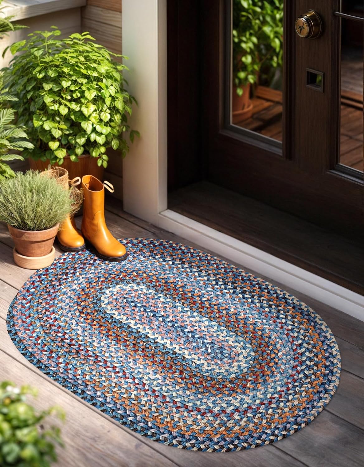 Ascot AC92 Blue Dragon 3' x 5' Oval - Braided Area Rug, Home Decor, Floor Mat or Bedroom Rug - Easy Care, Ideal for High Traffic Areas in Hallway and Living Room - Made in USA