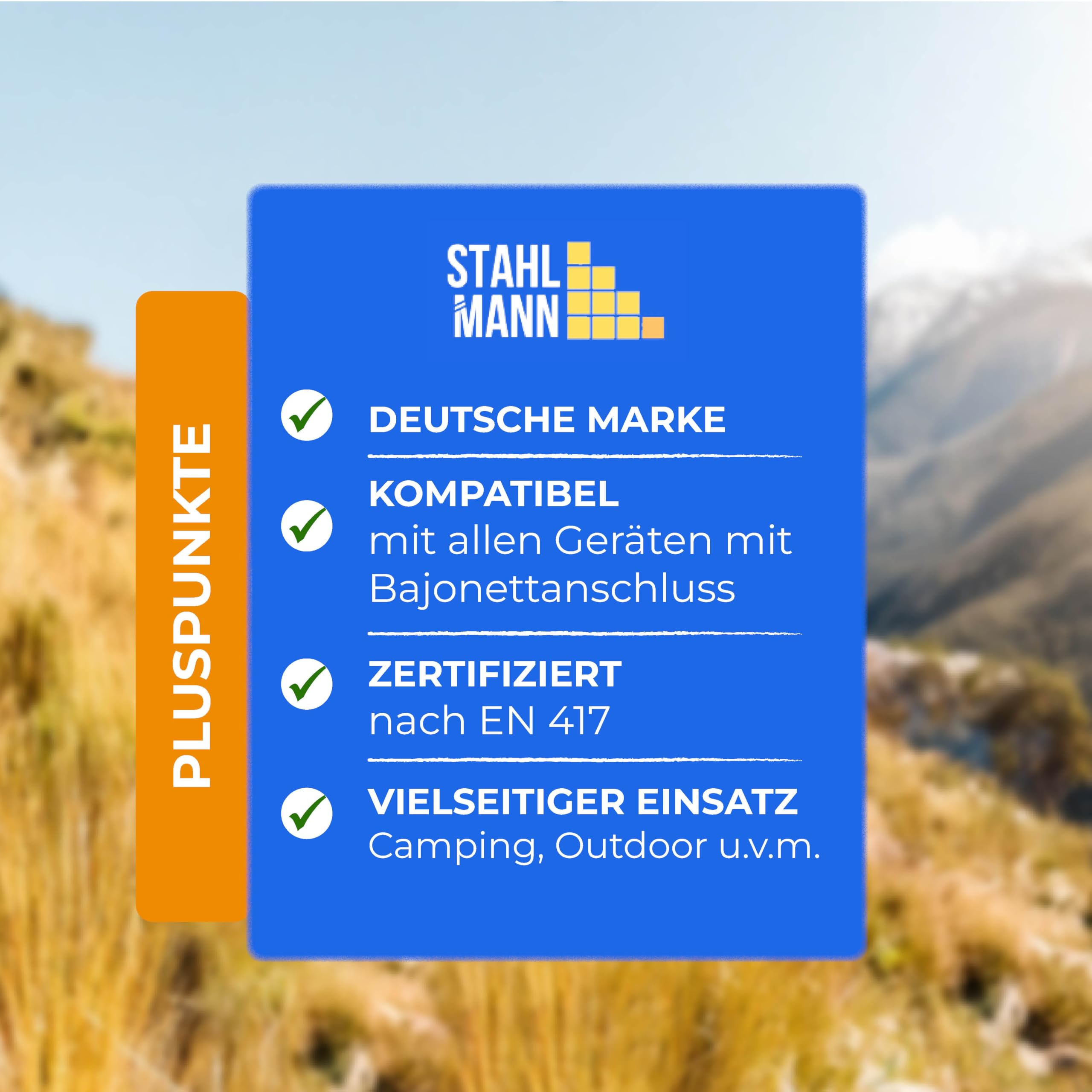 STAHLMANN® Gaskartuschen 227g MSF-1a Ventil Butangas Kartusche Campingkocher Grill Gaskocher