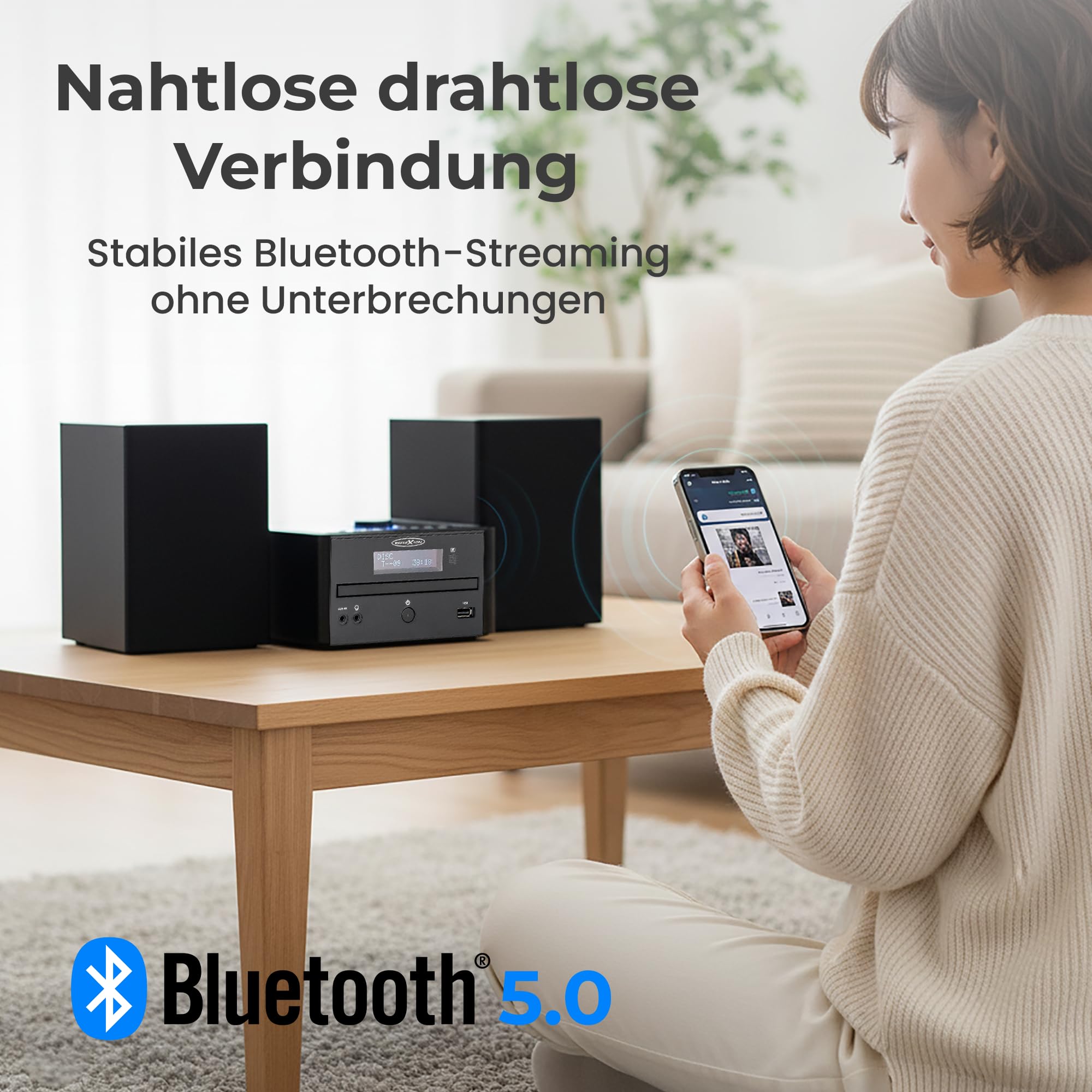 Reflexion HIF79DAB HiFi-Stereoanlage 2x40Watt Max. Musikleistung, CD/MP3, DAB+ Digitaltuner, Bluetooth, Streaming, USB/MP3, Alarm/Uhr/Sleeptimer, Schwarz