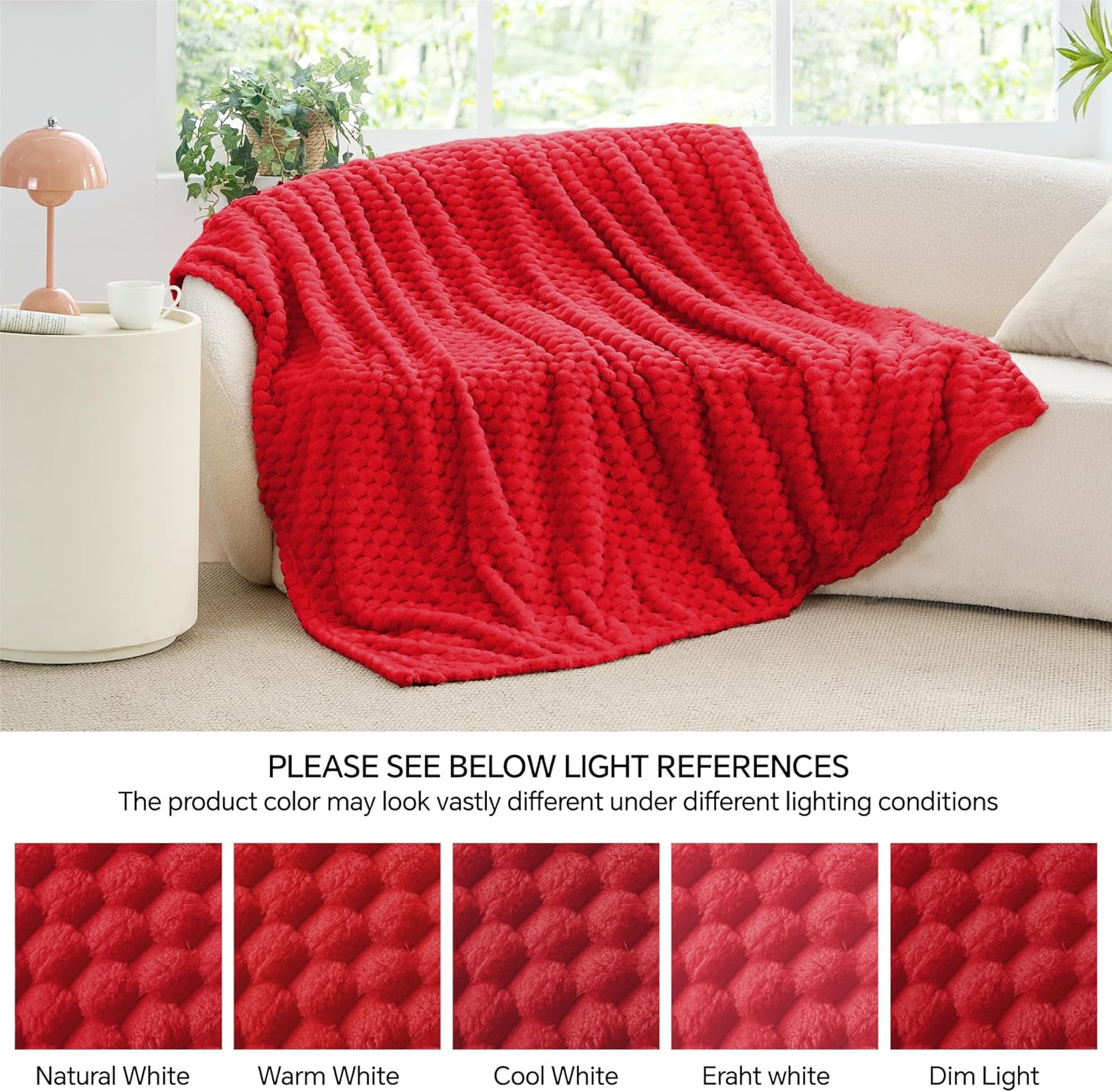 BEDELITE Fleece Twin Blanket for Couch & Bed - 3D Jacquard Decorative Red Throw, Super Soft and Cozy Warm Fuzzy Blanket All Seasons Suitable, 60x80Inches - Image 8