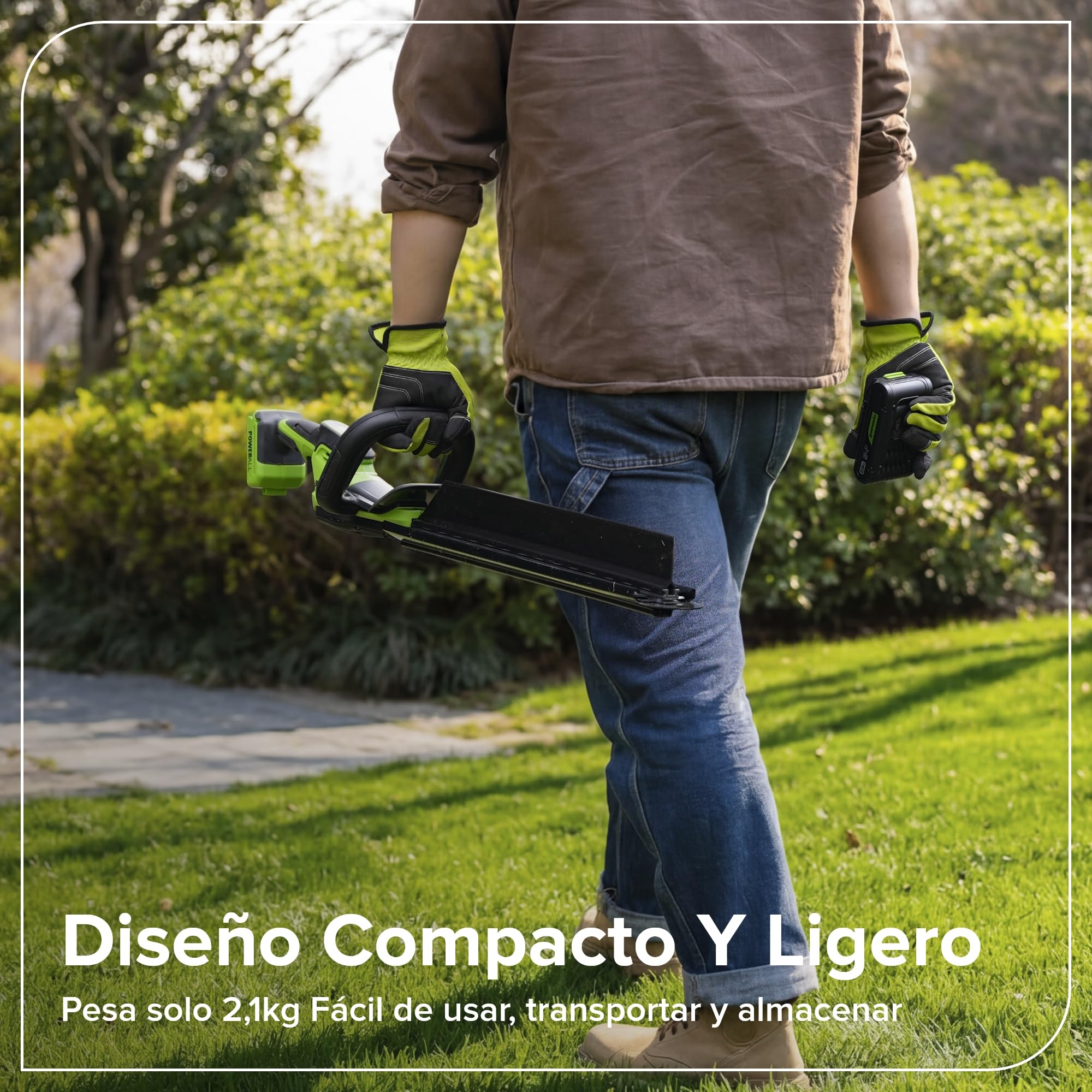 Greenworks Cortasetos a batería 24V 51 cm con batería 2.0Ah, Motor brushless, Cuchilla Doble acción 28 mm, Hedge Sweeper, Cargador USB-C Incluido HT2002A1