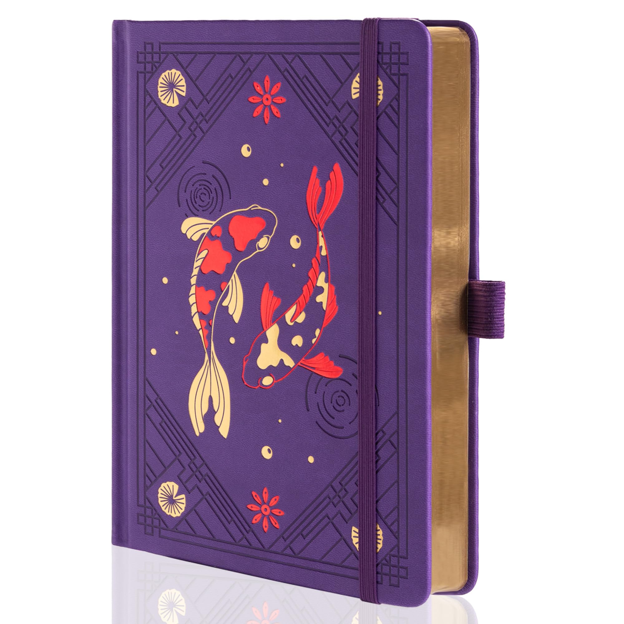 TIEFOSSI Dotted Journal Notebook, Aesthetic journal for Women & Men with Koi Fish Cover, A5 Hardcover Notebook with Ribbon, Dot Journals for Writing, Drawing, Planning, 190 Numbered Pages