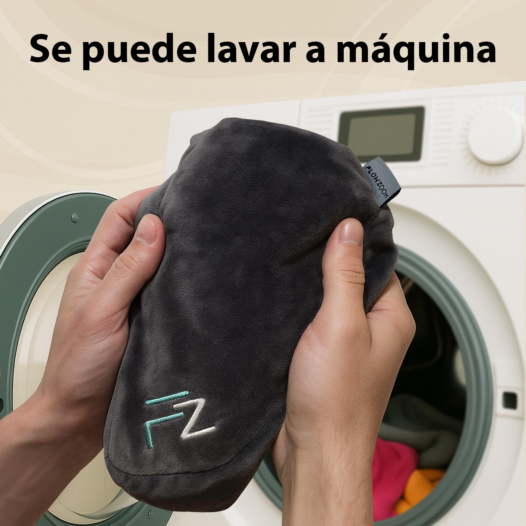 FLOWZOOM Almohada de Viaje Hinchable para Mujeres - Cojín de Cuello con Capucha de Felpa para Máxima Privacidad y Confort Avión, Tren y Coche - Talla M - Negro