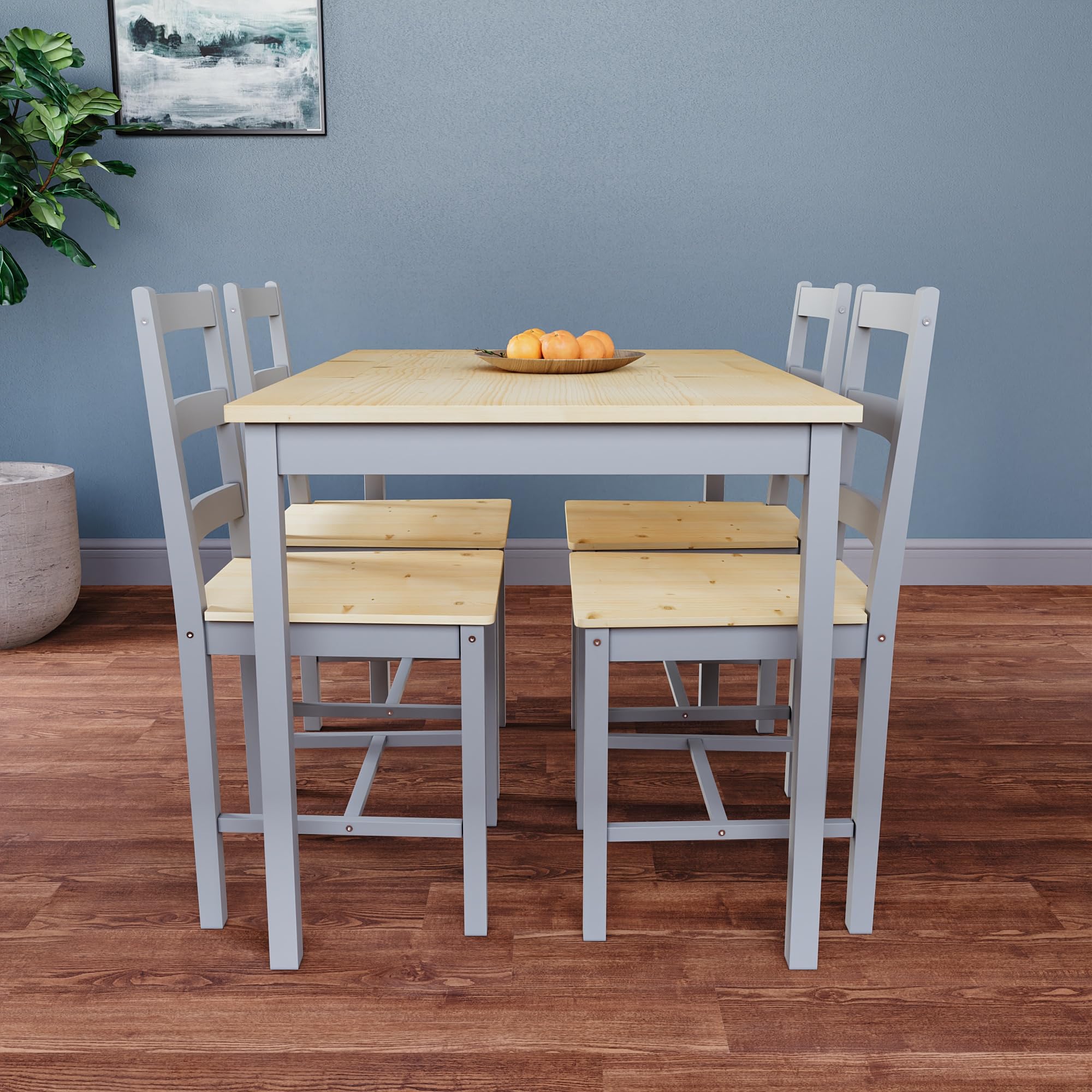Vida Designs Set tavolo da pranzo e sedie Yorkshire mobili per la casa (grigio e pino, 4 posti)