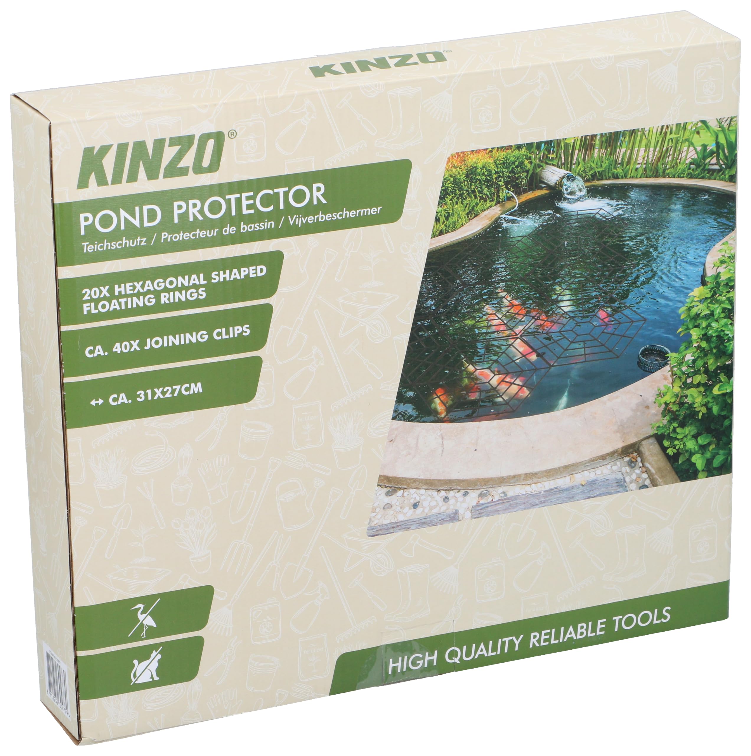 Red antipájaros Kinzo con 20 anillos flotantes para estanque jardín