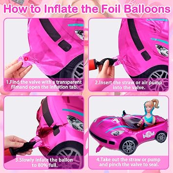 Party Decorations, Princess Party Set - 8Pcs Pink Birthday Decorations, Princess Birthday Party Supplies, Foil Balloons for Girls Kids