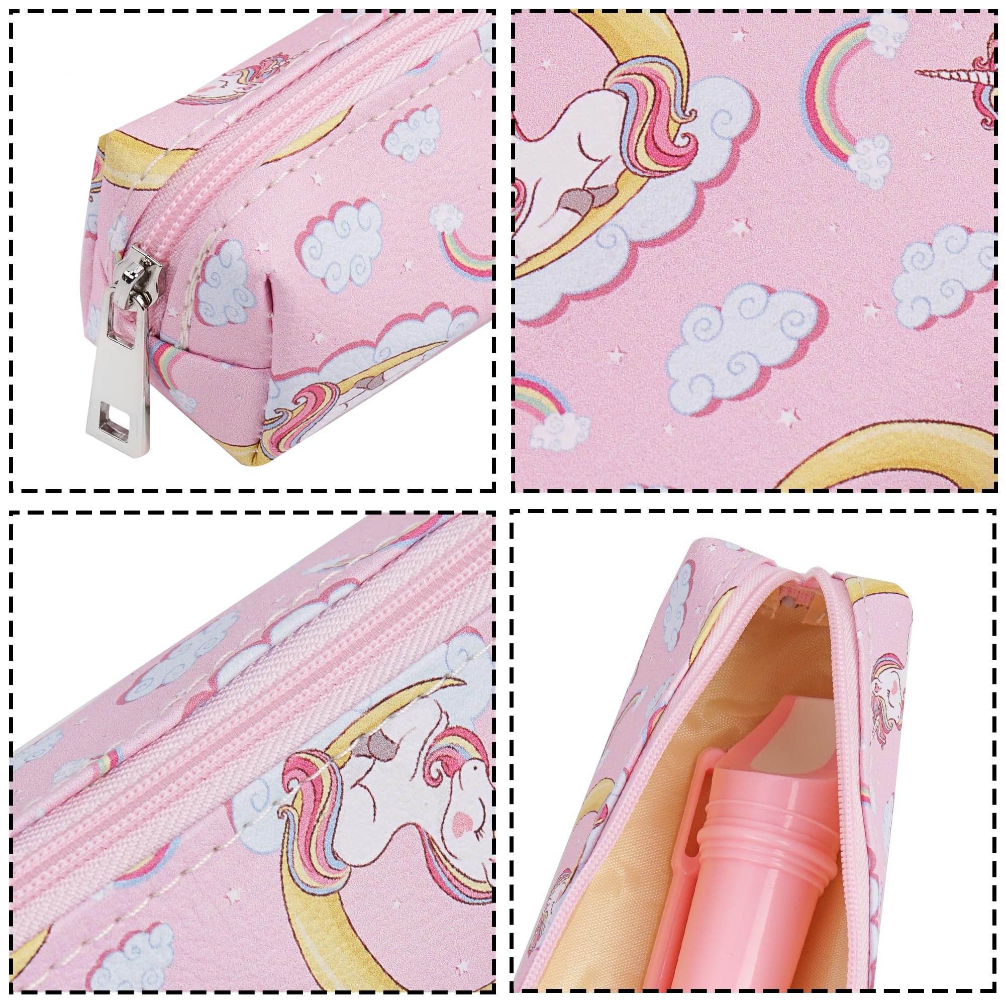 Flûte à bec soprano,avec sac en cuir pu, tige de nettoyage et tableau des doigtés,Chiffons de nettoyage,pièges à main,supports,lanières(6-La Licorne rose)