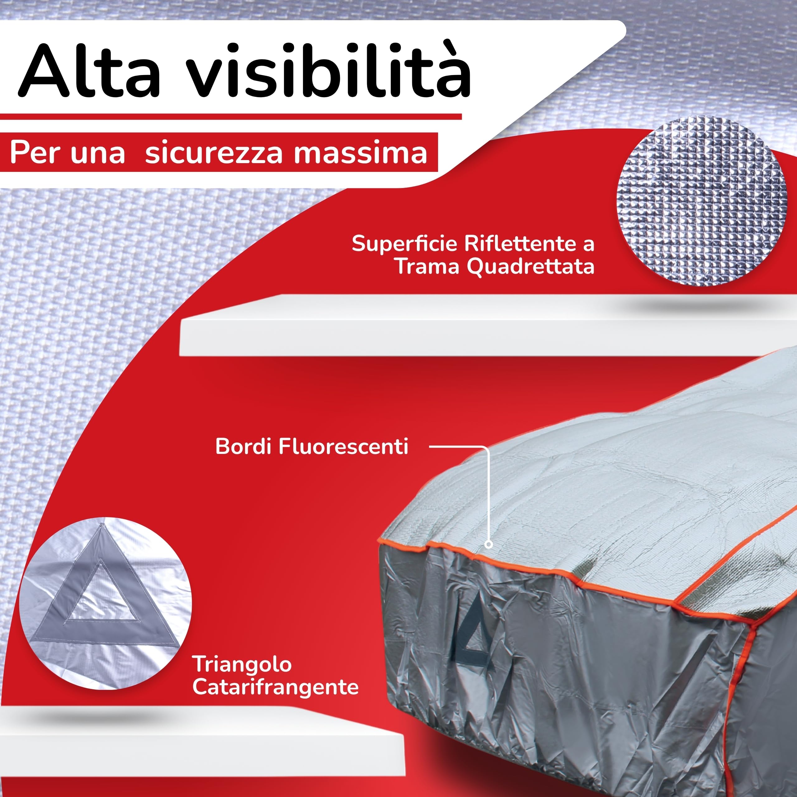 Telo Antigrandine SUV Taglia S/M, Imbottitura 6mm, Copriauto Esterno Impermeabile e Antigraffio, Tessuto Anti-UV, Cinghie Antivento, 460x178x155 cm, 4 Stagioni, Grigio
