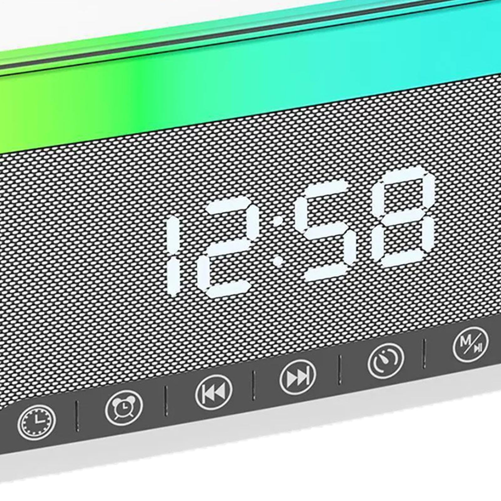 Sveglia con Ricarica Wireless Lampada con Altoparlante Digitale | Sveglia con Ricarica Wireless e Rumore Bianco Per Uso da Comodino Notturno Interni Casa Sonno Postazione di Lavoro Scrivania