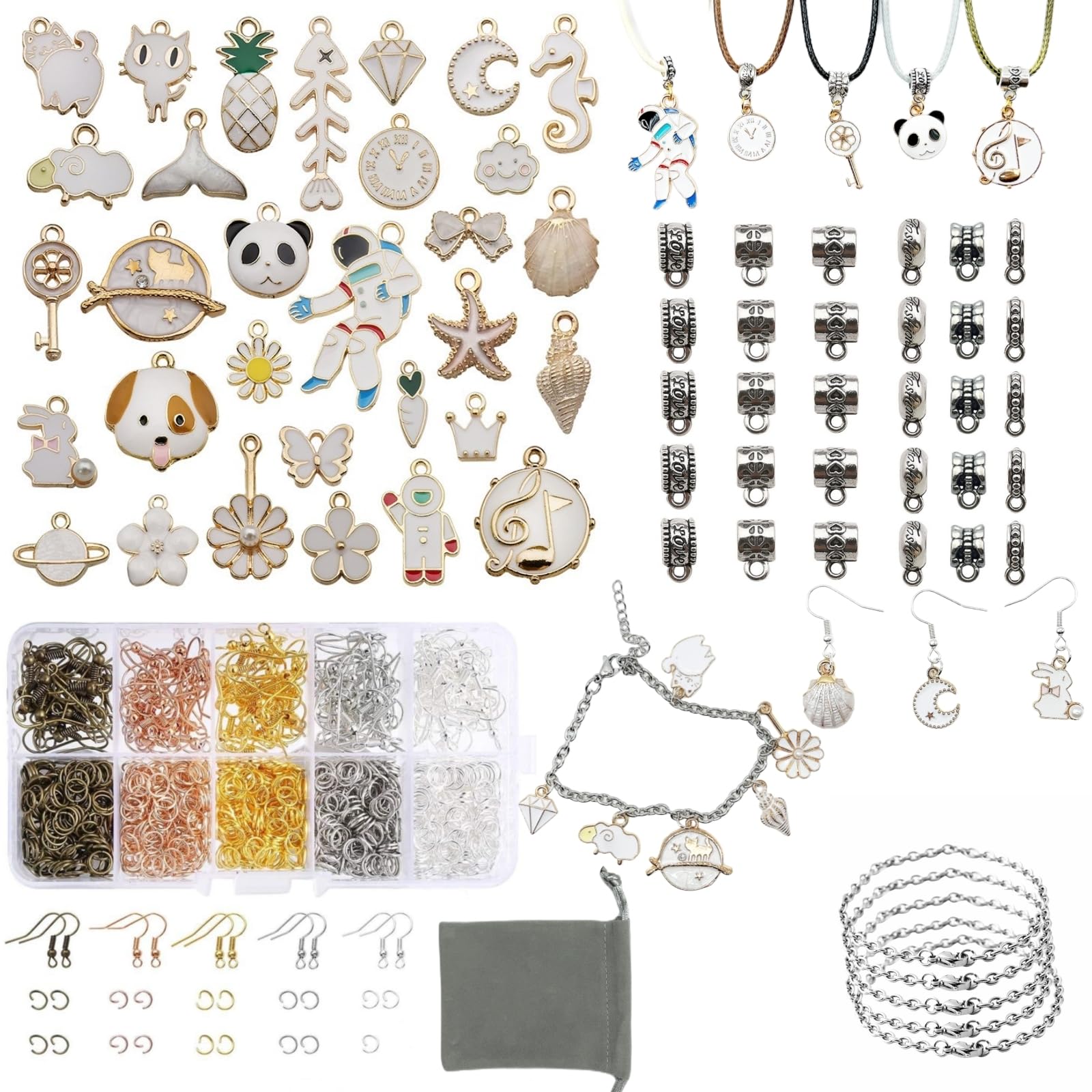 LRDCREEE 1191pcs Jewlery Making Charms Kit Includes 31Pcs Enamel Pendants Charmsand Jewelry Making Accessories for Necklace Bracelets Earrings DIY Crafting