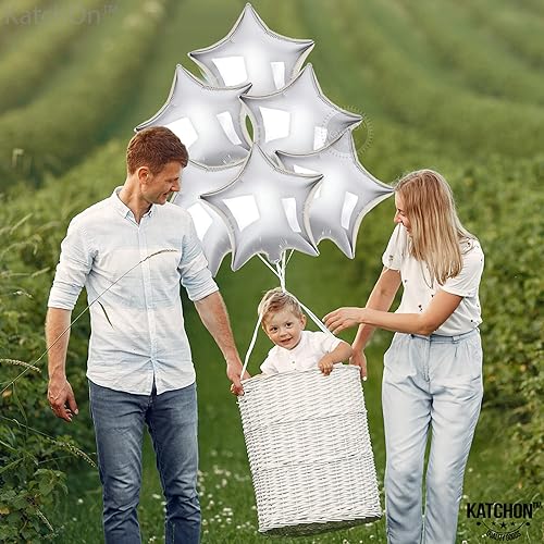 Miniatura 7 de KatchOn, Globos metálicos de estrella plateados, 18 pulgadas, paquete de 6, globos de estrella 3D, decoraciones de estrellas para el hogar, globos
