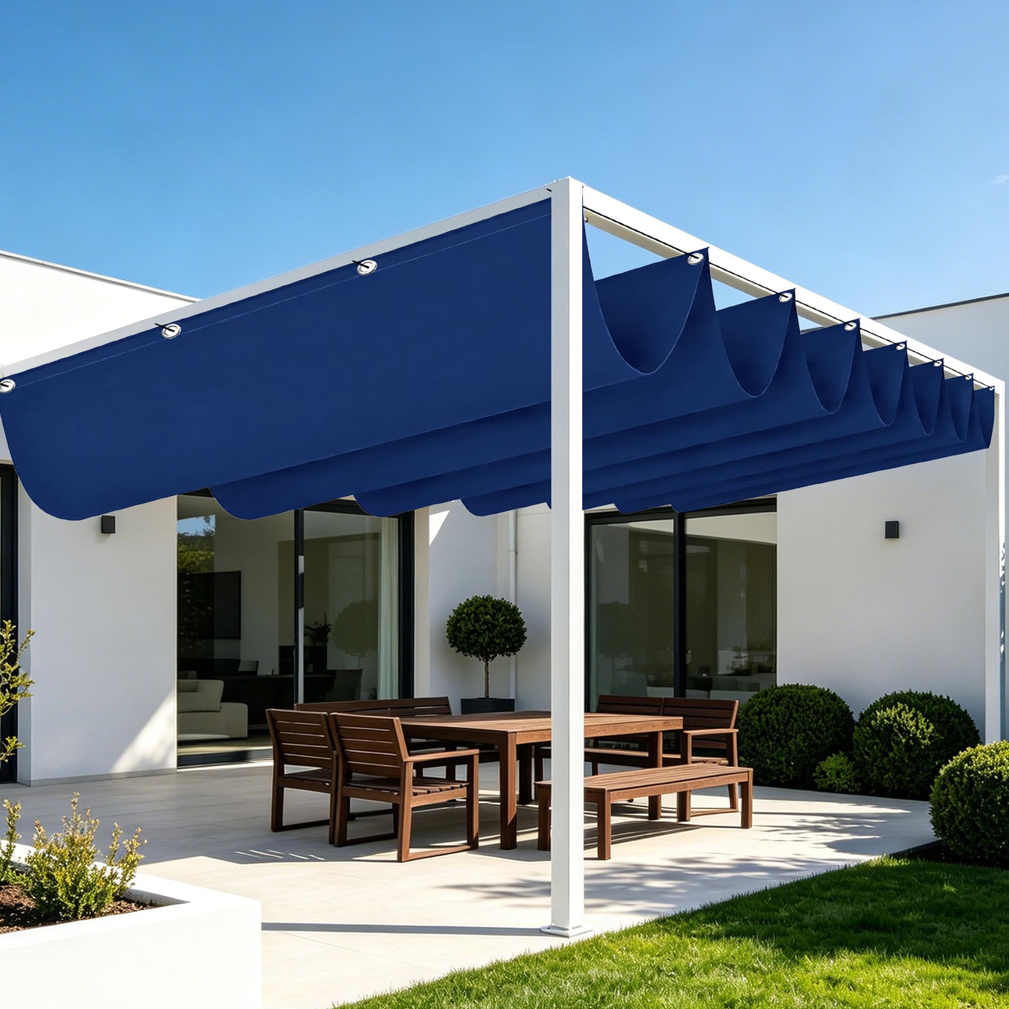 Voile d'ombrage rétractable 950 x 380 cm pour ombrager la terrasse et le patio