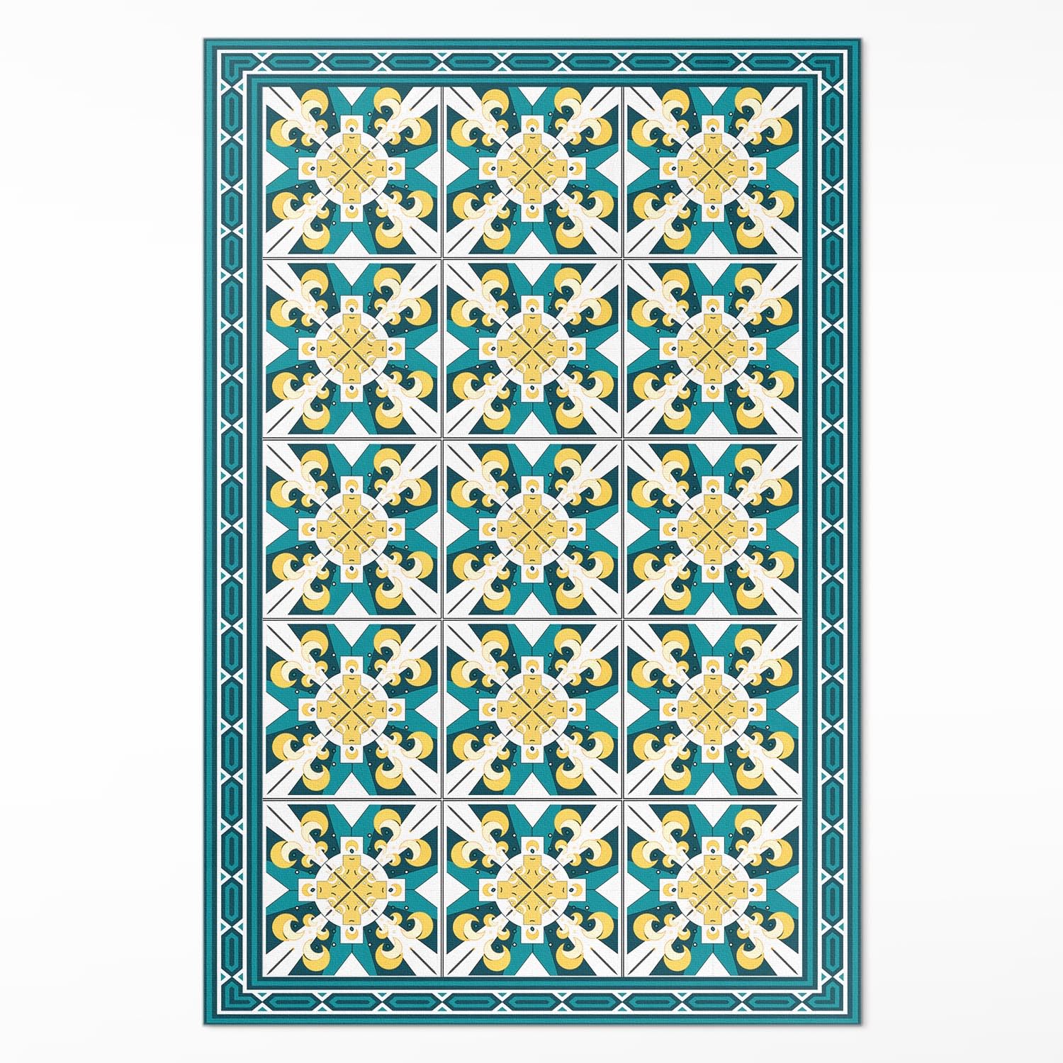 Tapis en vinyle 150x225 cm avec losanges géométriques pour décorer votre salon
