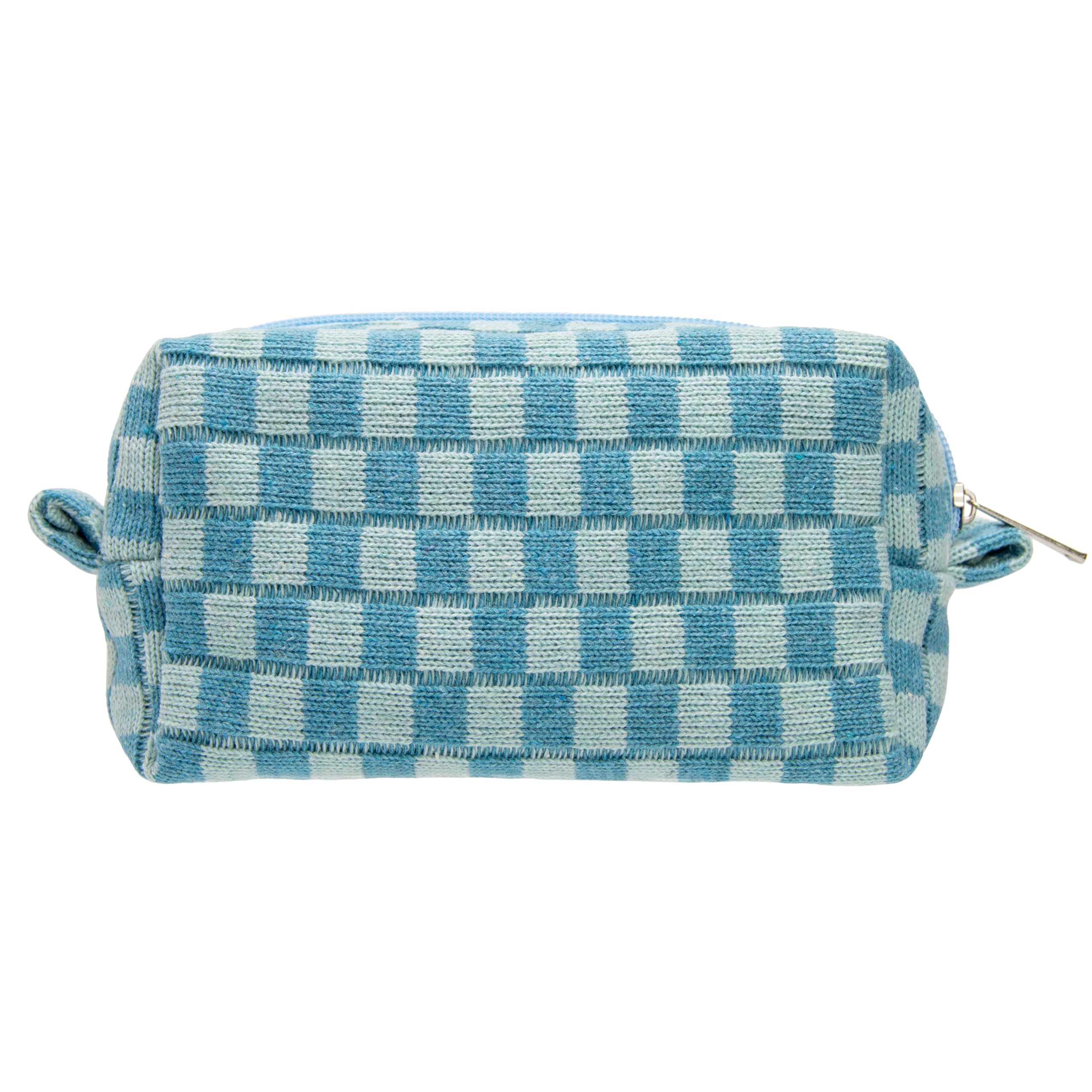 PAZIMIIK Checkered Makeup Bag for Purse Portable Zipper Make Up Pouch Small Cosmetic Case for Travel Accessories Lake Blue