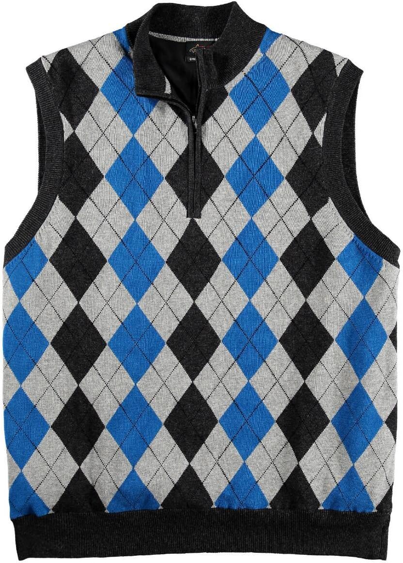 Greg Norman Collection Men's Lined 1/4 Zip Argyle Wind Vest