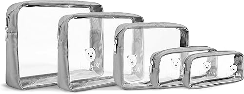 Miniatura 3 de Juego de 5 bolsas organizadoras para pañales, transparente con cremalleras y encajables