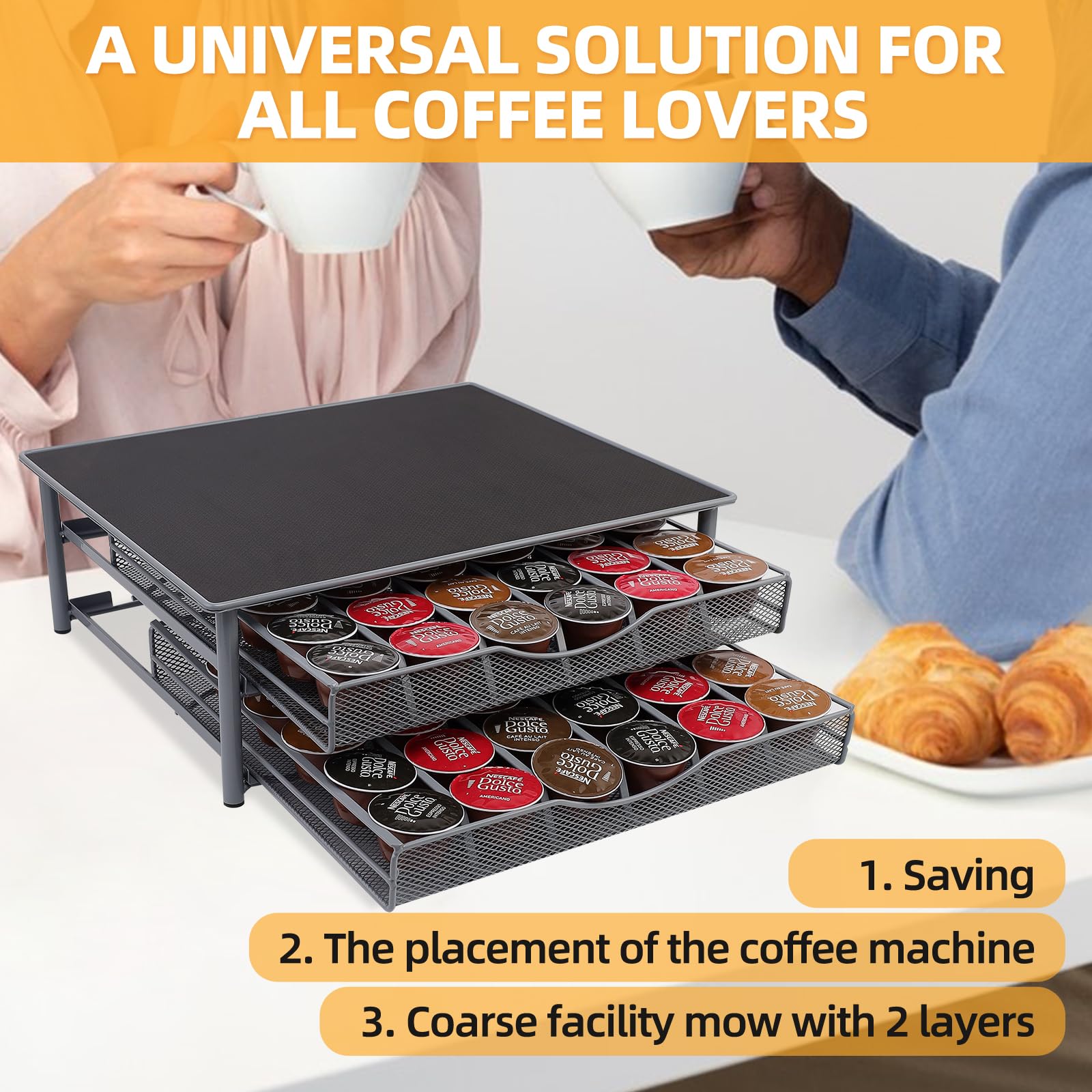 Soporte para Cápsulas de Café,Cajón para Almacenar Cápsulas,Dispensador de Capsulas,Almacenamiento de Cápsulas de Gran for Dolce Gusto,Capacidad para el Hogar,Oficina,Café