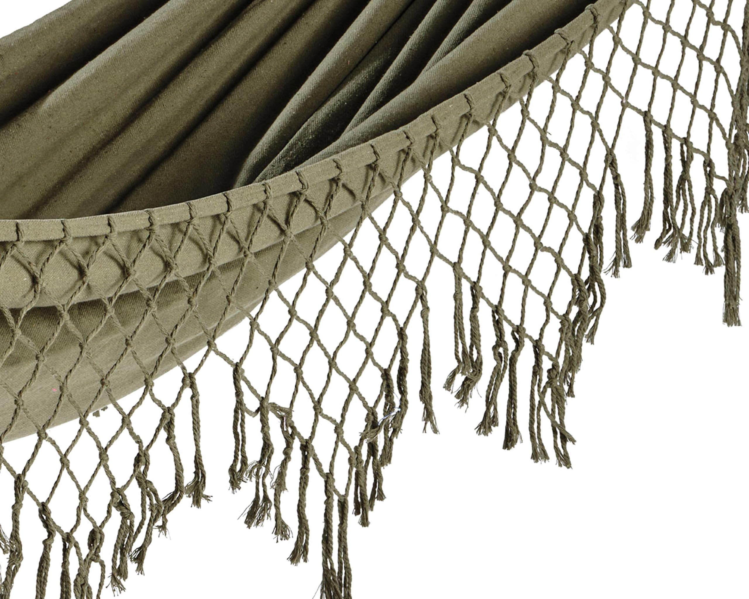 Outdoor Hängematte 100x200cm Baumwollmix mit Fransen - Hammock Hamak - Traumschaukel bis 110kg Camping und Garten - für Wintergarten Balkon Terasse