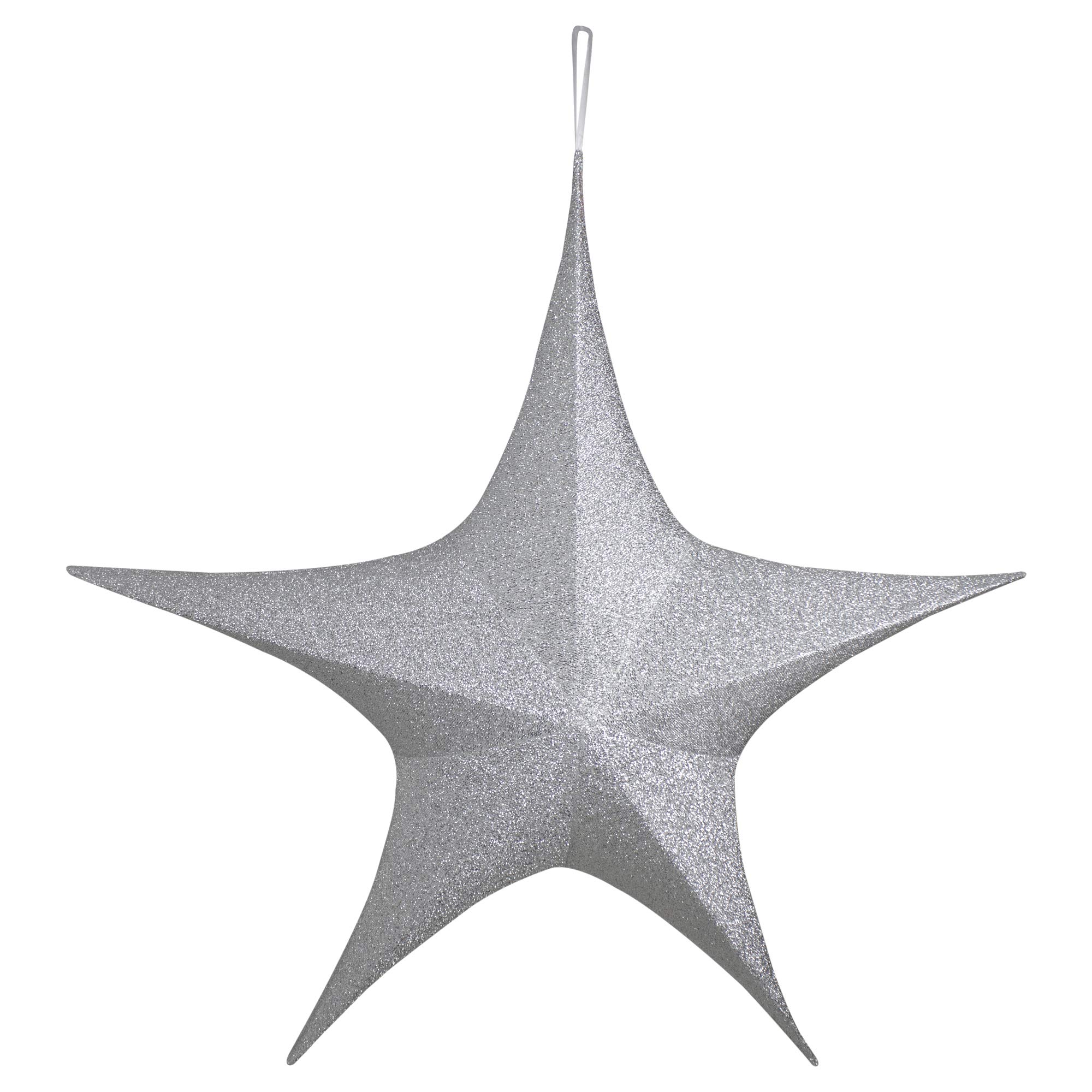 Silver Tinsel Foldable Glitter Star Outdoor Christmas Decoration - 44
