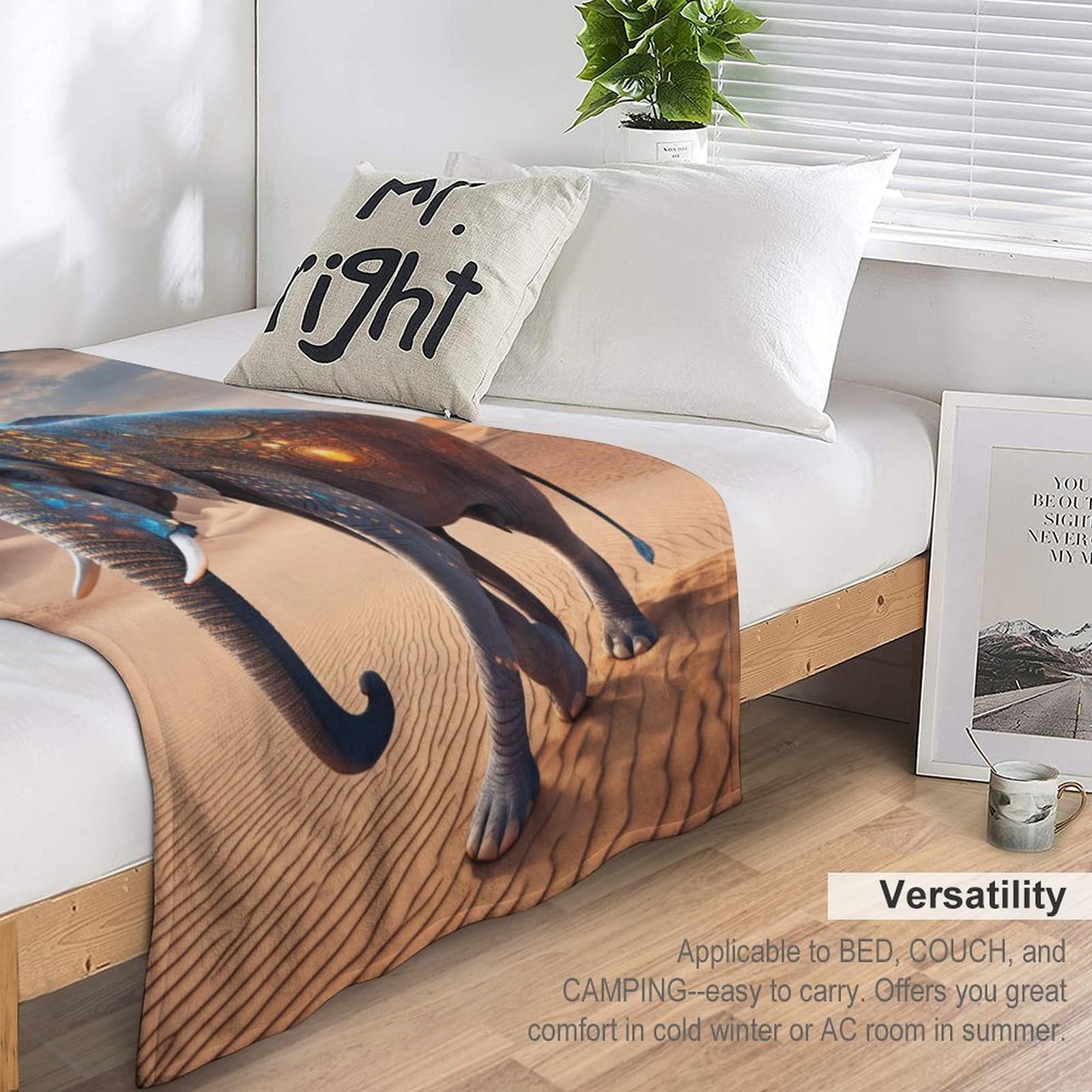 Elefanten-Decke Aus Plüsch-Flanell – Weich & Warm, 200x150 Cm, Für Sofa & Bett