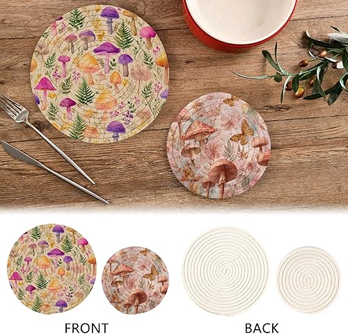 Miniatura 258 de Trivets for Hot Dishes Pots and Pans 2 PC Pot Holders Heat Resistant Cotton Round Potholders for Kitchen Countertop Decorative Autumn Maple Leaves